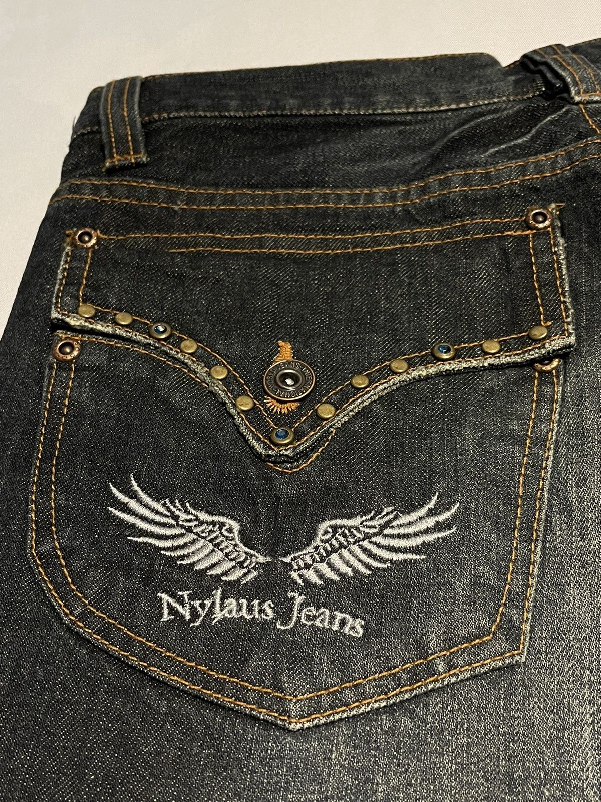 Japanese Brand × Vintage Vintage Nylaus Distressed Denim Lightning Flare Jeans Size US 30 / EU 46 - 7 Thumbnail