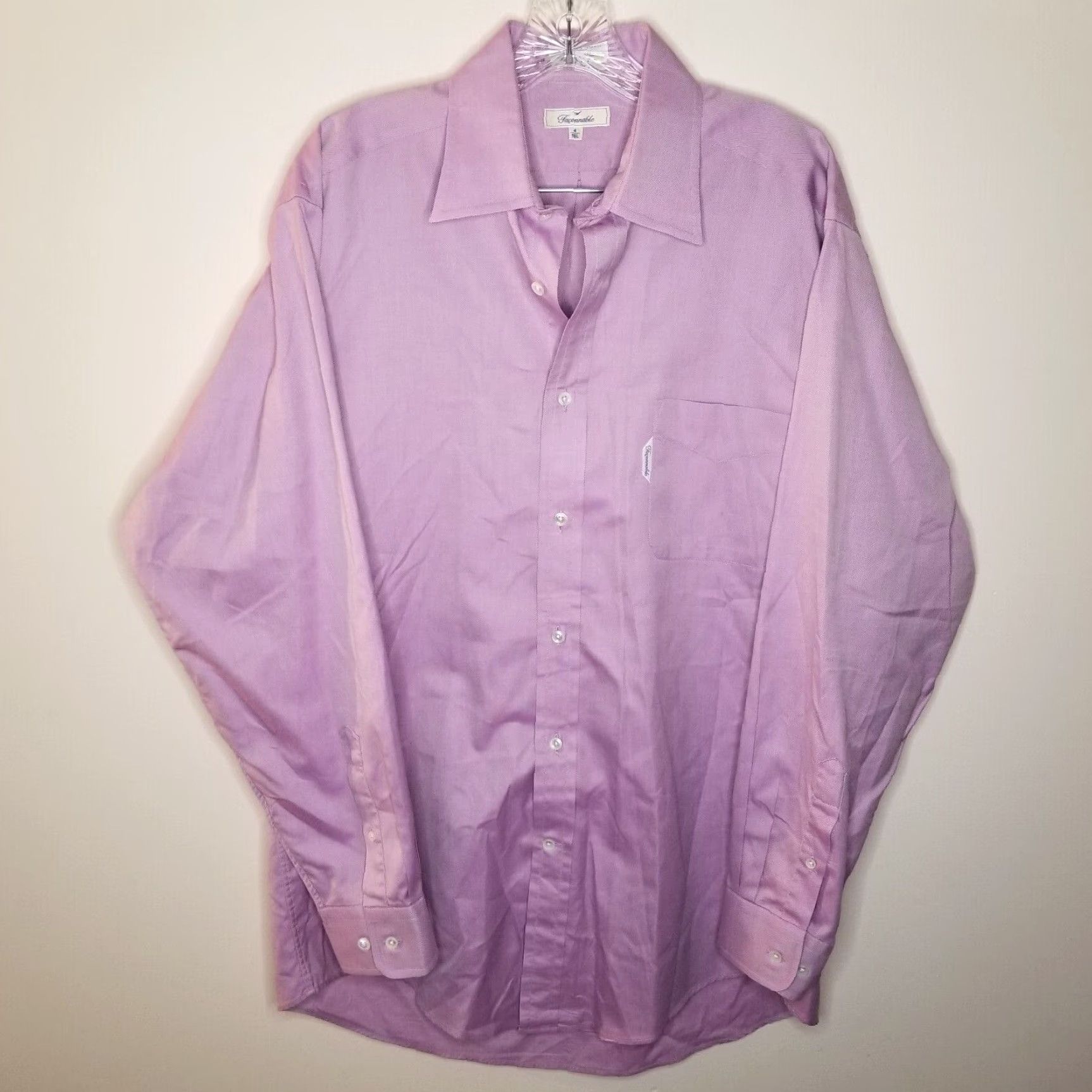 Faconnable Façonnable Mens Purple Pink Made In USA Long Sleeve Button-Up 16L Button-Up Shirt Mens USA 16L Size US L / EU 52-54 / 3 - 2 Thumbnail