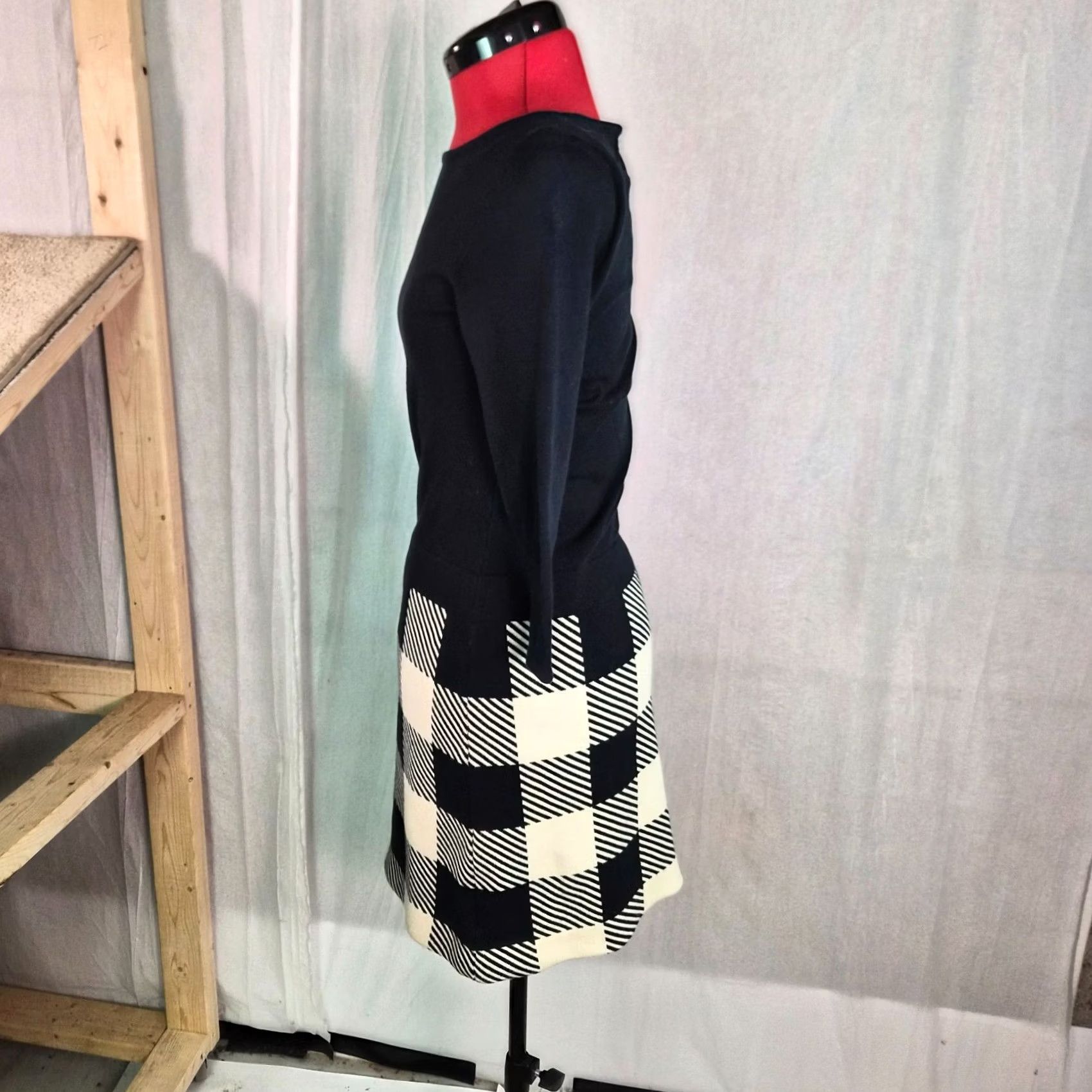 Ralph Lauren Lauren Ralph Dress Womens S Black White Size Check Checkerboard Mini G219 Size S / US 4 / IT 40 - 2 Thumbnail