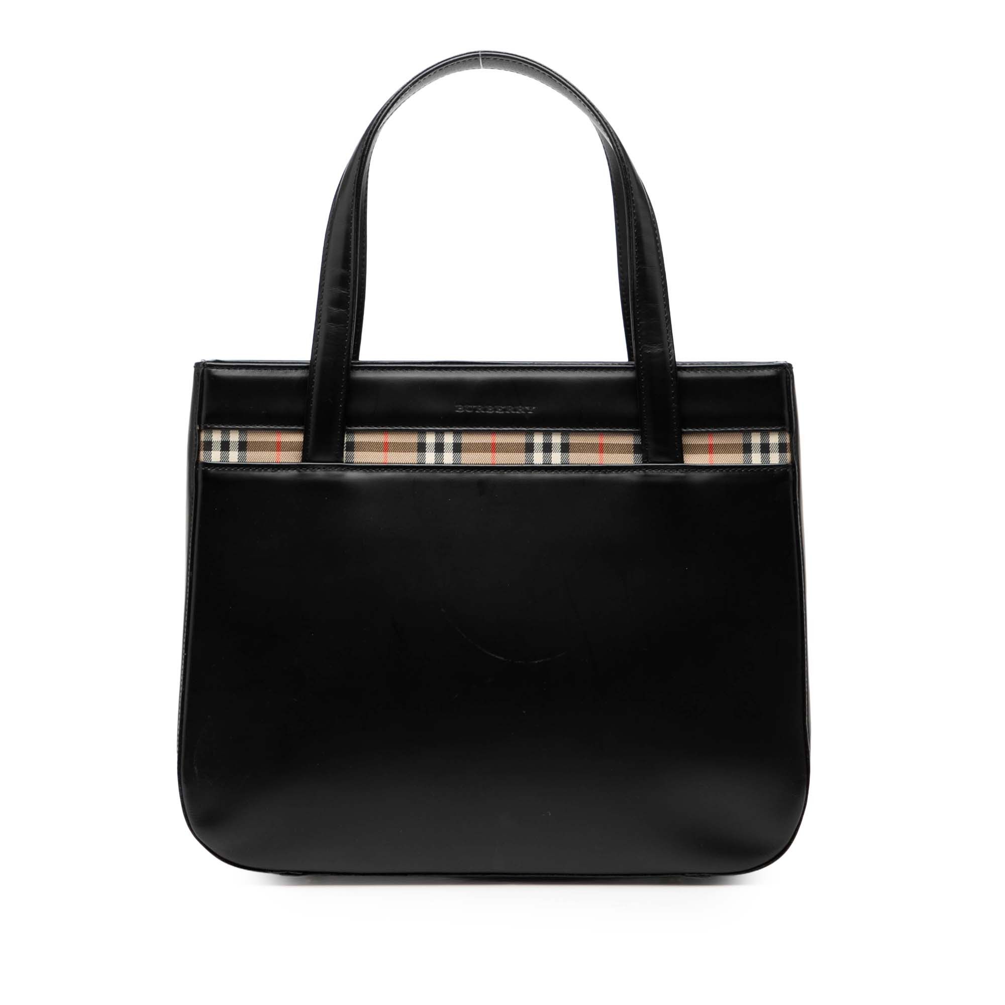 Burberry Burberry House Check Trimmed Leather Handbag Size ONE SIZE - 1 Thumbnail