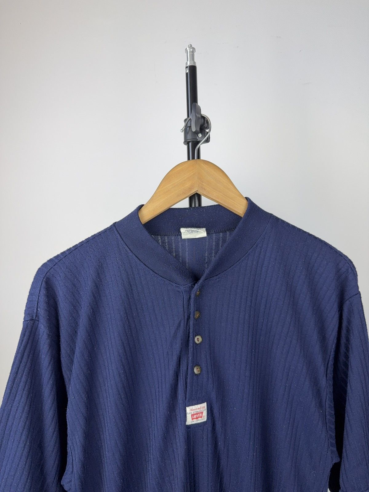 Levi's Vintage 80s / 90s Levi’s Jeanswear Ribbed Henley Tee Blue Size US L / EU 52-54 / 3 - 2 Thumbnail