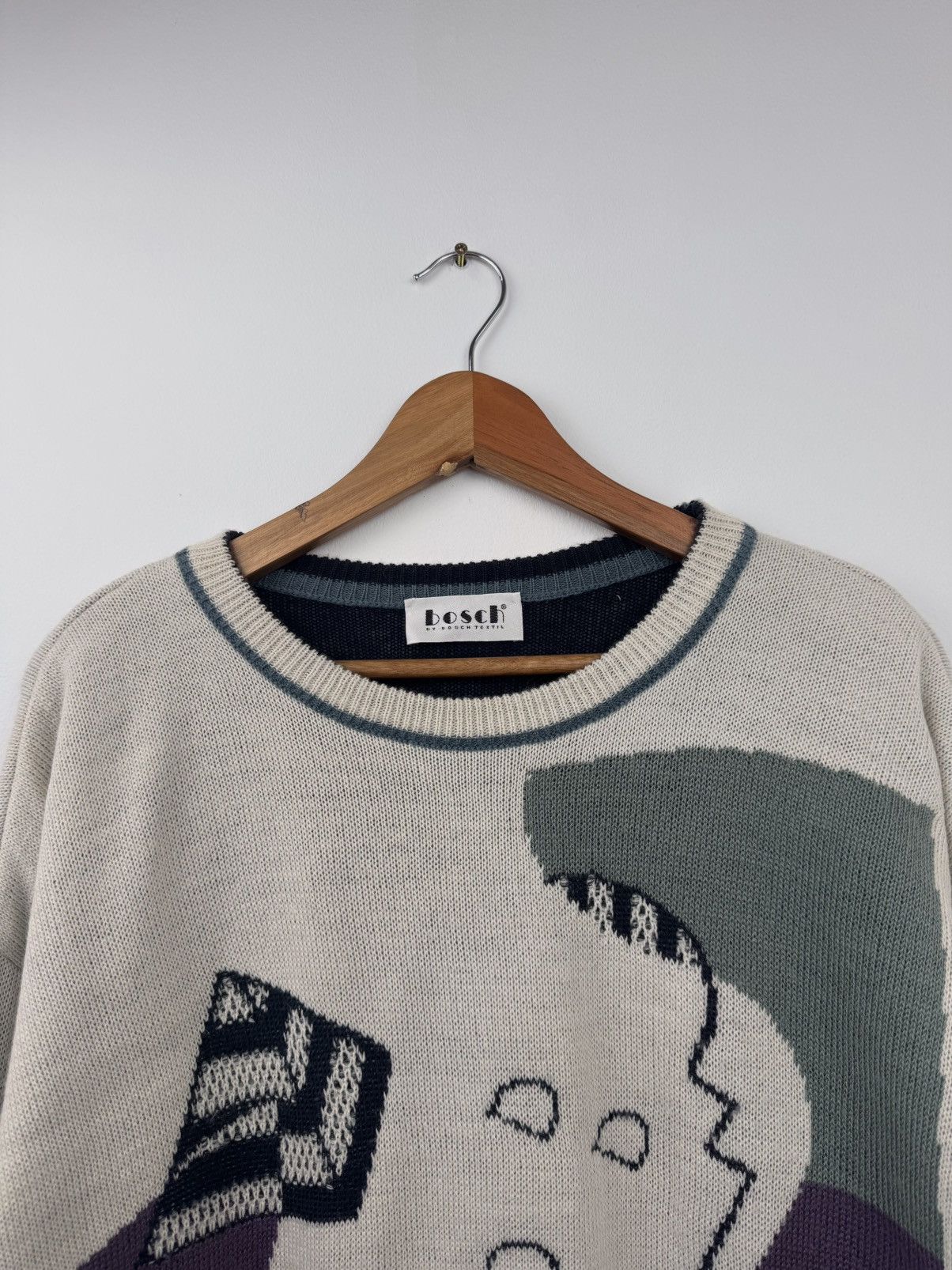 Vintage Bosch Vintage Men Wool Blend Abstract Print Crew Neck Size US L / EU 52-54 / 3 - 2 Thumbnail