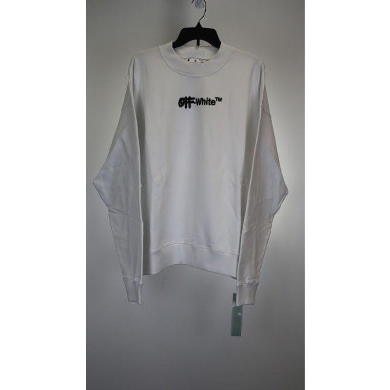 o1rshd1 Spray Helv Skate Crewneck in White/Black