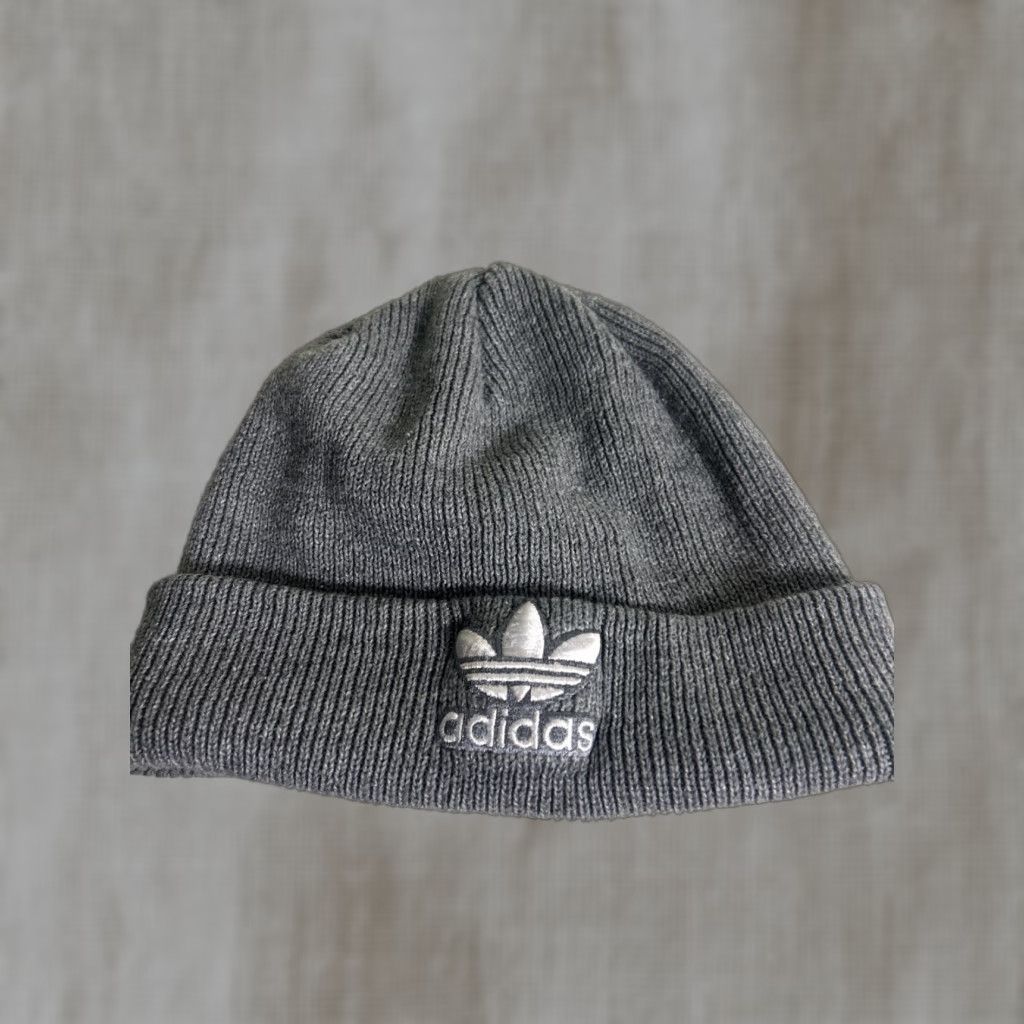 Adidas Adidas Beanie 100% Acrylic Gray Trefoil Knit One Size Men Size ONE SIZE - 1 Thumbnail