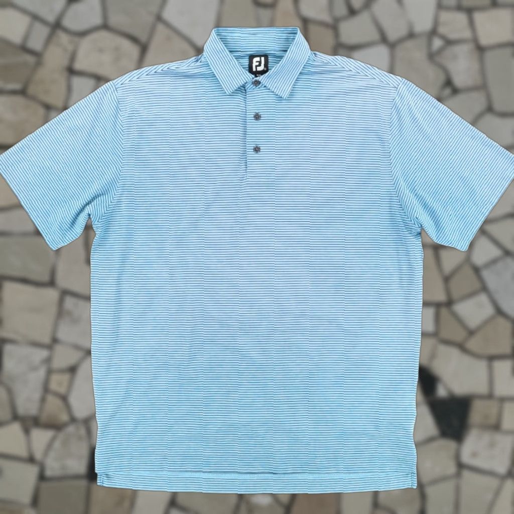 Footjoy Footjoy Polo Shirt Blue Men's XL Striped Heather Short Sleeve Shirt Size US XL / EU 56 / 4 - 1 Thumbnail