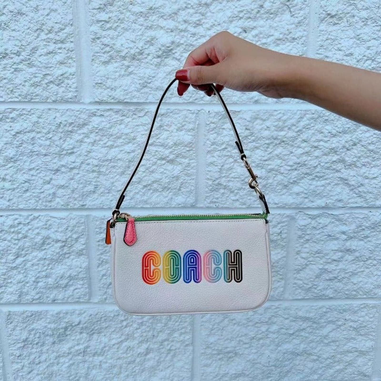 image of Coach Ca438 Nolita 19 With Rainbow Coach In Chalk Multi in White, Women's