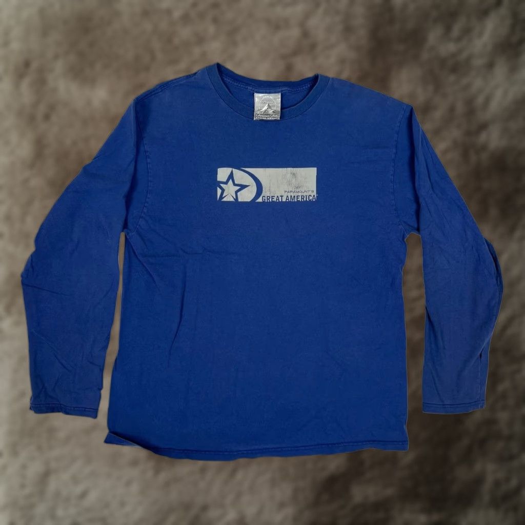 Greats VINTAGE Paramount's Great America Long Sleeve Shirt Mens Large Blue Made In USA Size US L / EU 52-54 / 3 - 1 Thumbnail