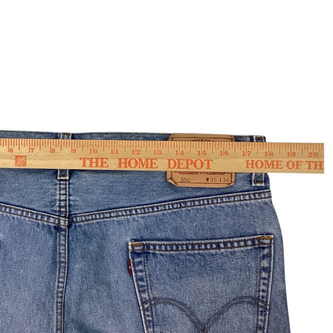 Levi's Levi's 550 Relaxed Fit Light Wash Denim Jeans Y2K Black Batw Size US 36 / EU 52 - 3 Thumbnail