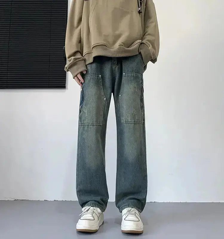 Japanese Brand Loose straight leg wide leg side zippered jeans Size US 32 / EU 48 - 6 Thumbnail