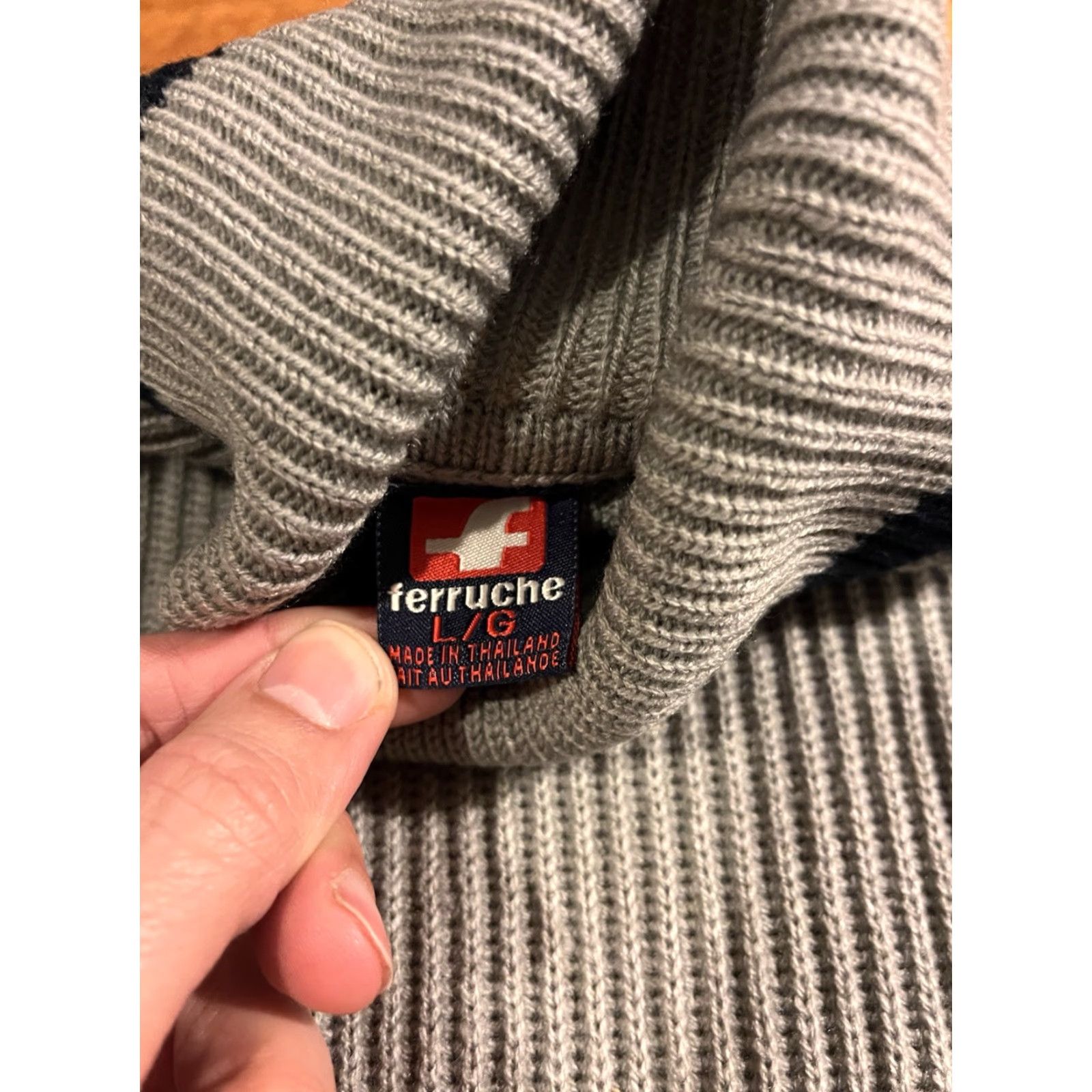 Vintage VINTAGE Ferruche Ribbed Turtleneck Sweater Men’s Large Grey 90s Y2K Size US L / EU 52-54 / 3 - 6 Thumbnail
