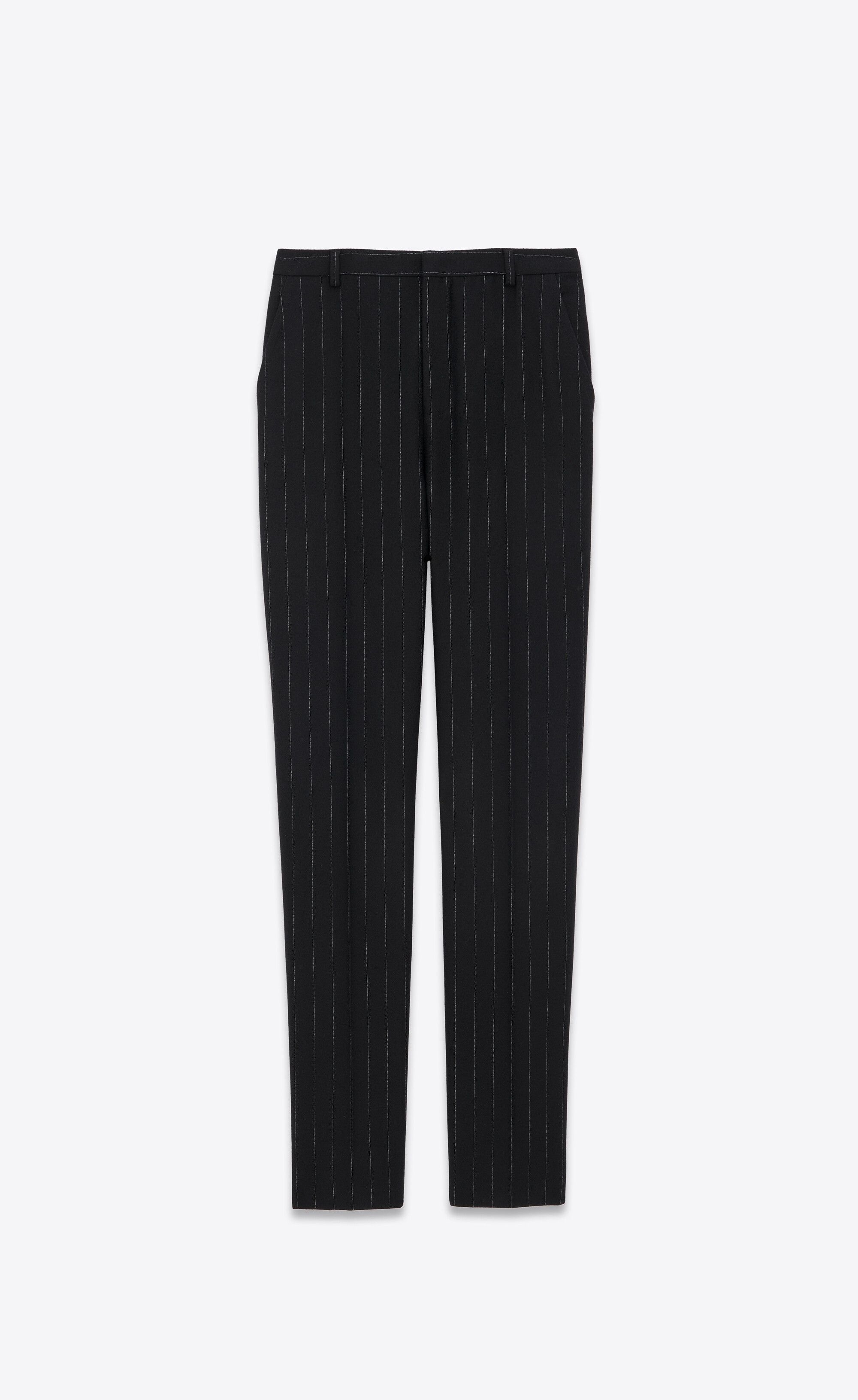 Saint Laurent Paris o1s1wg110125 774421 High-Waisted Pant Pinstripe Wool Felt Size US 38 / EU 54 - 1 Thumbnail