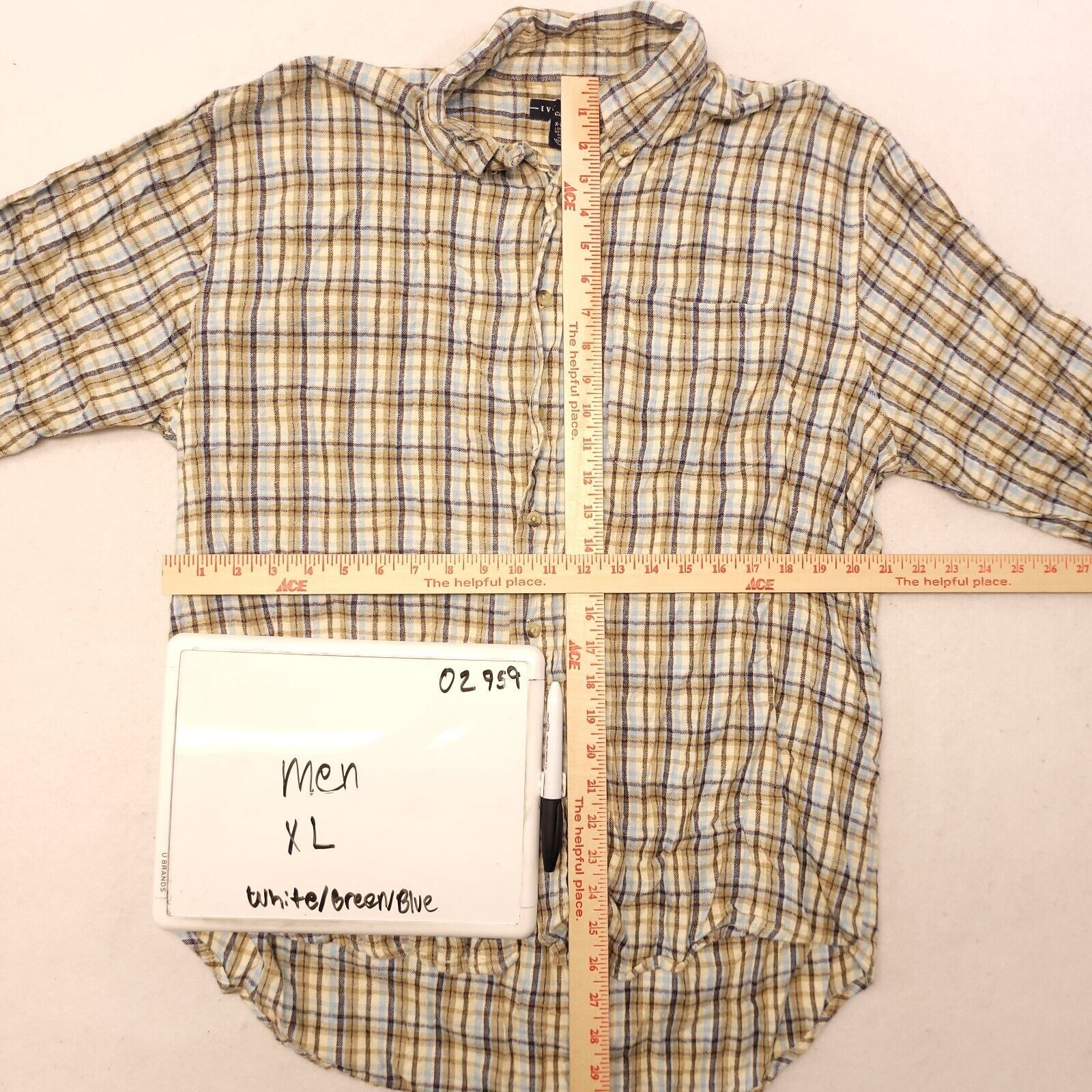 Ivy Crew Ivy Crew Tartan Flannel Shirt Mens Size XL White Brown Blue Size US XL / EU 56 / 4 - 6 Thumbnail