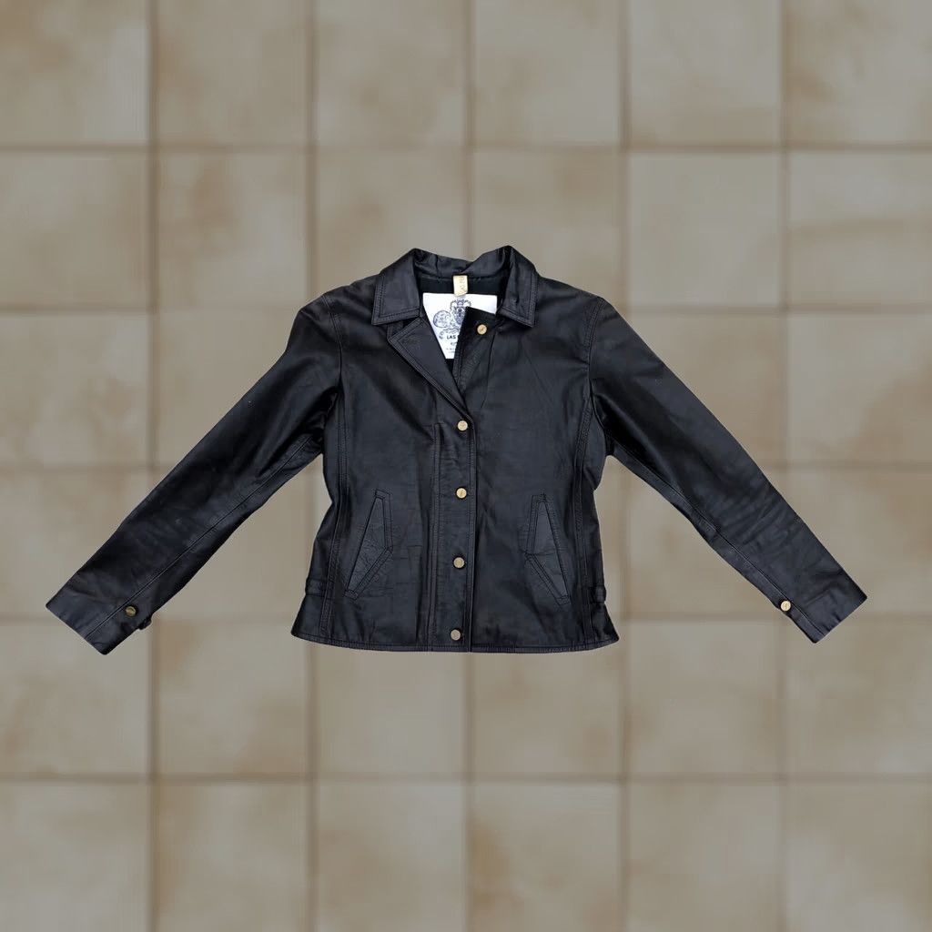 Vintage LAS PEPAS Vintage Argentina Leather Jacket Women's 3 SMALL Black Button Moto Shirt Size XS / US 0-2 / IT 36-38 - 1 Thumbnail