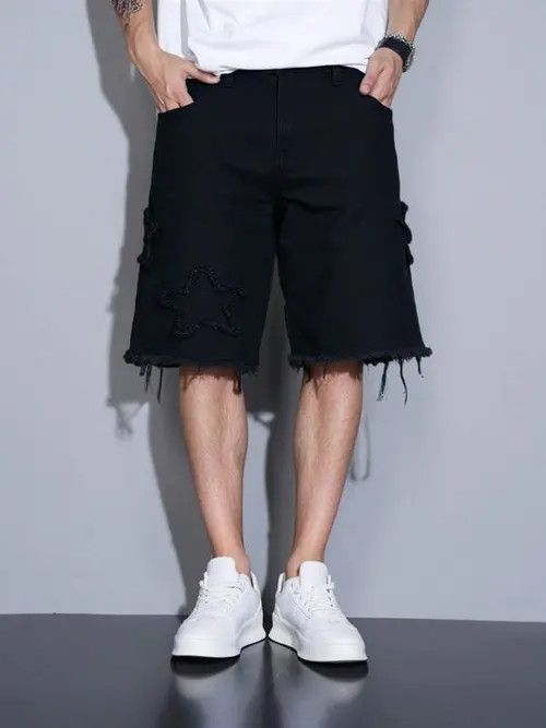 Japanese Brand Shorts Drip Washed Distressed Denim Size US 32 / EU 48 - 2 Thumbnail