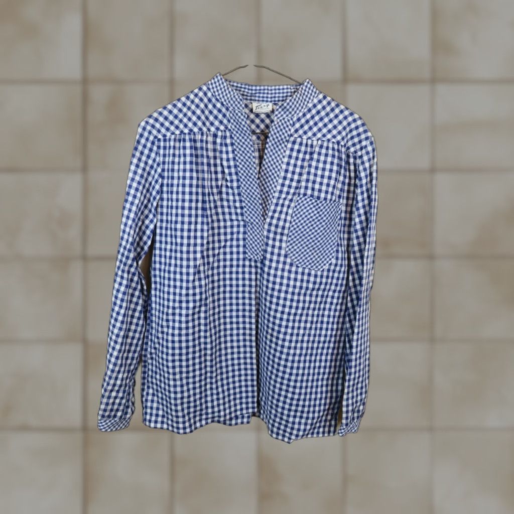 Vintage VINTAGE Terry Shirt Polyester Blue 1960-70s M Stain Destroyed Chicago plaid Casual Mens Size M / US 6-8 / IT 42-44 - 1 Thumbnail