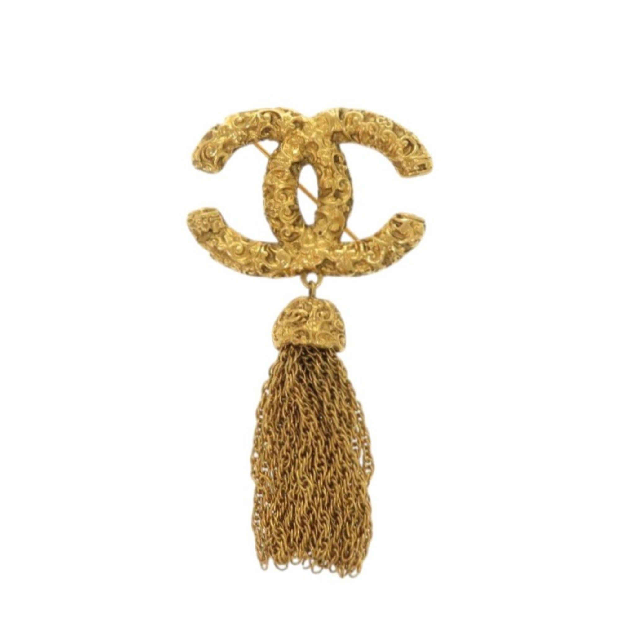 Chanel Excellent condition Chanel Lava Coco Mark 95A Fringe Brooch Metal Gold 1219CHANEL Size ONE SIZE - 1 Thumbnail