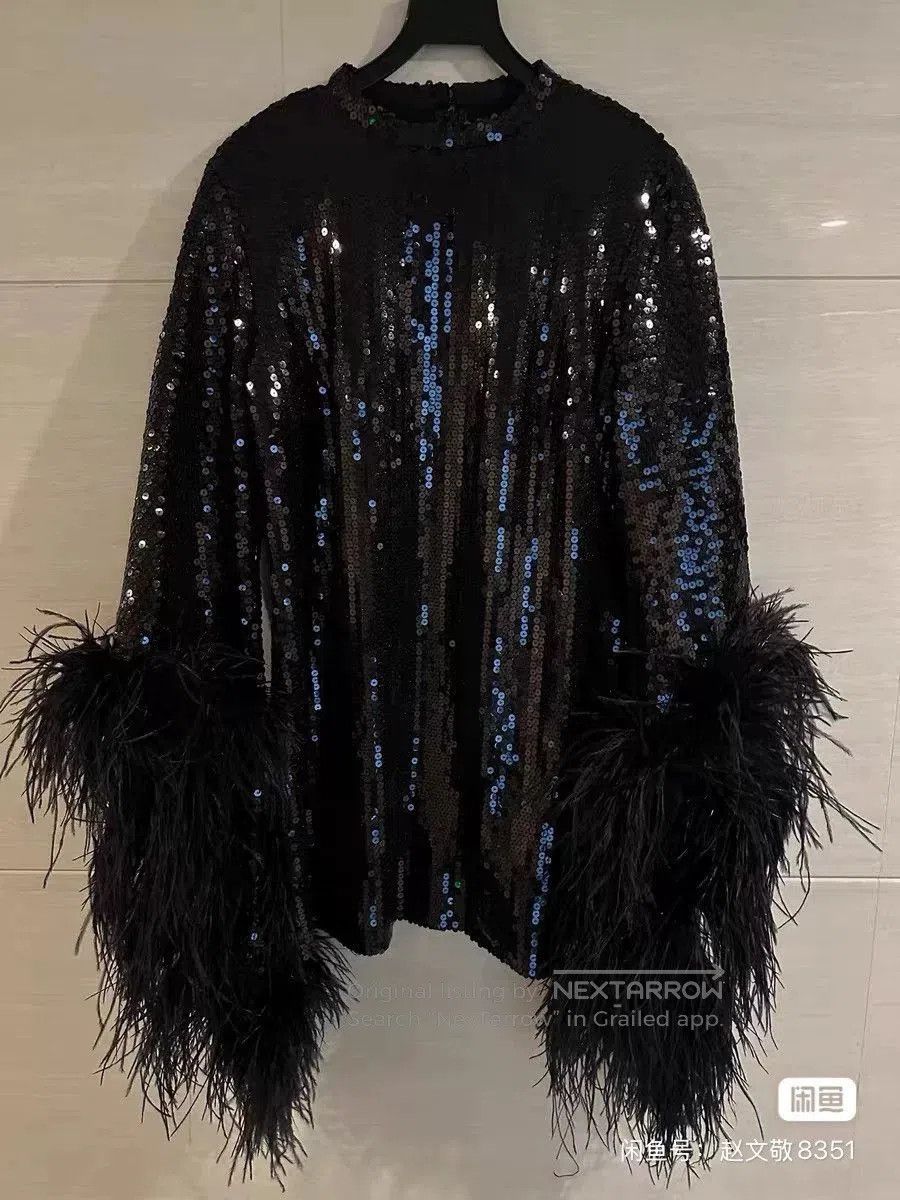 Other Taller Marmo Sequin Feather Mini Dress. Size L / US 10 / IT 46 - 1 Thumbnail