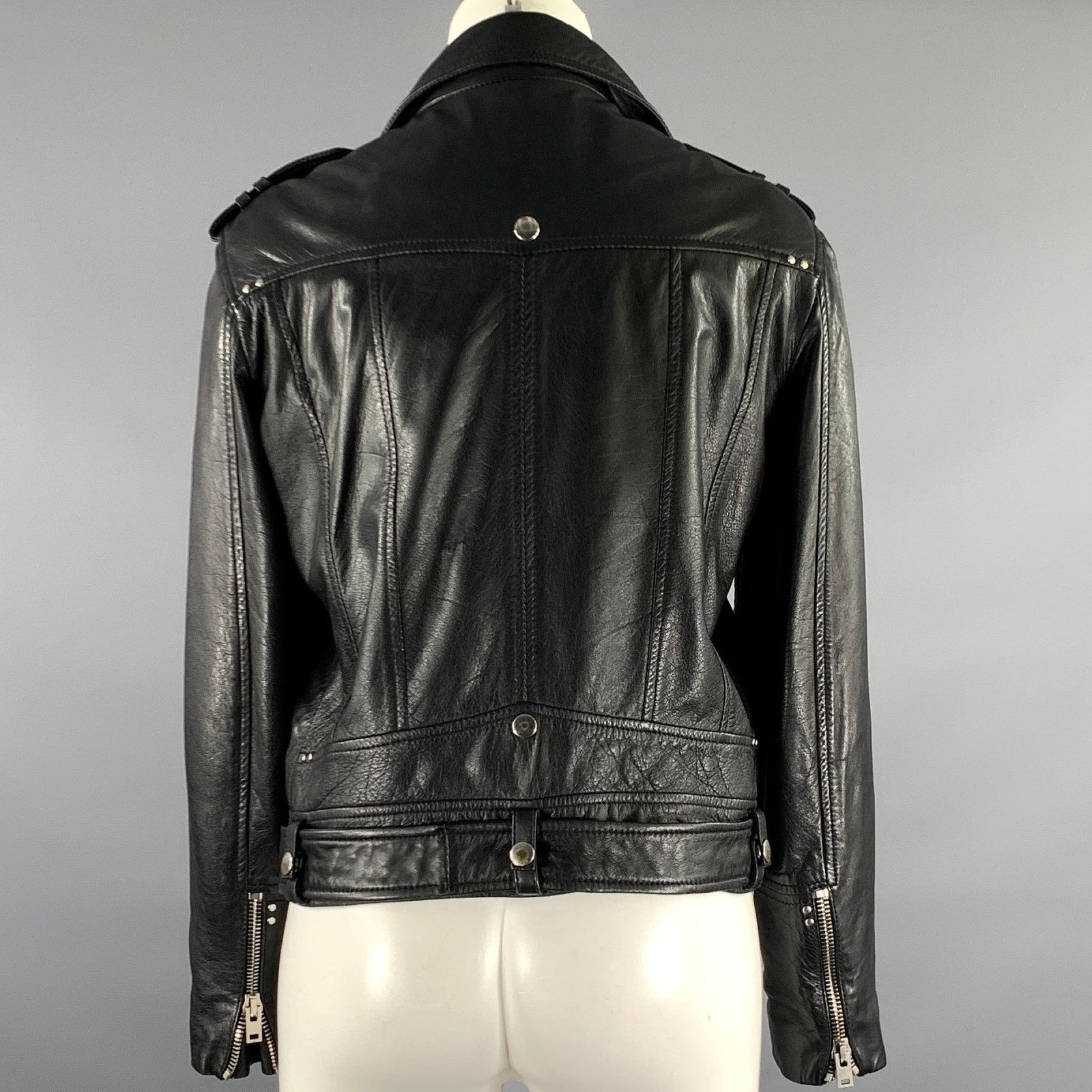 The Kooples THE KOOPLES Size M Black Leather Lambskin Biker Jacket Size M / US 6-8 / IT 42-44 - 4 Thumbnail