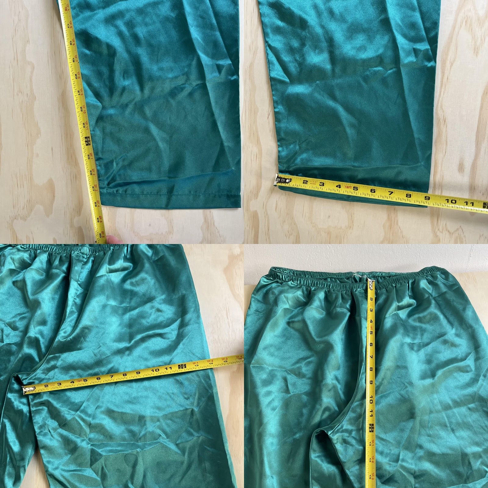 Vintage Satin Pajama Set Womens Large Green Button Front Long Sleeve 2 Piece Sleepwear Size L / US 10 / IT 46 - 9 Thumbnail