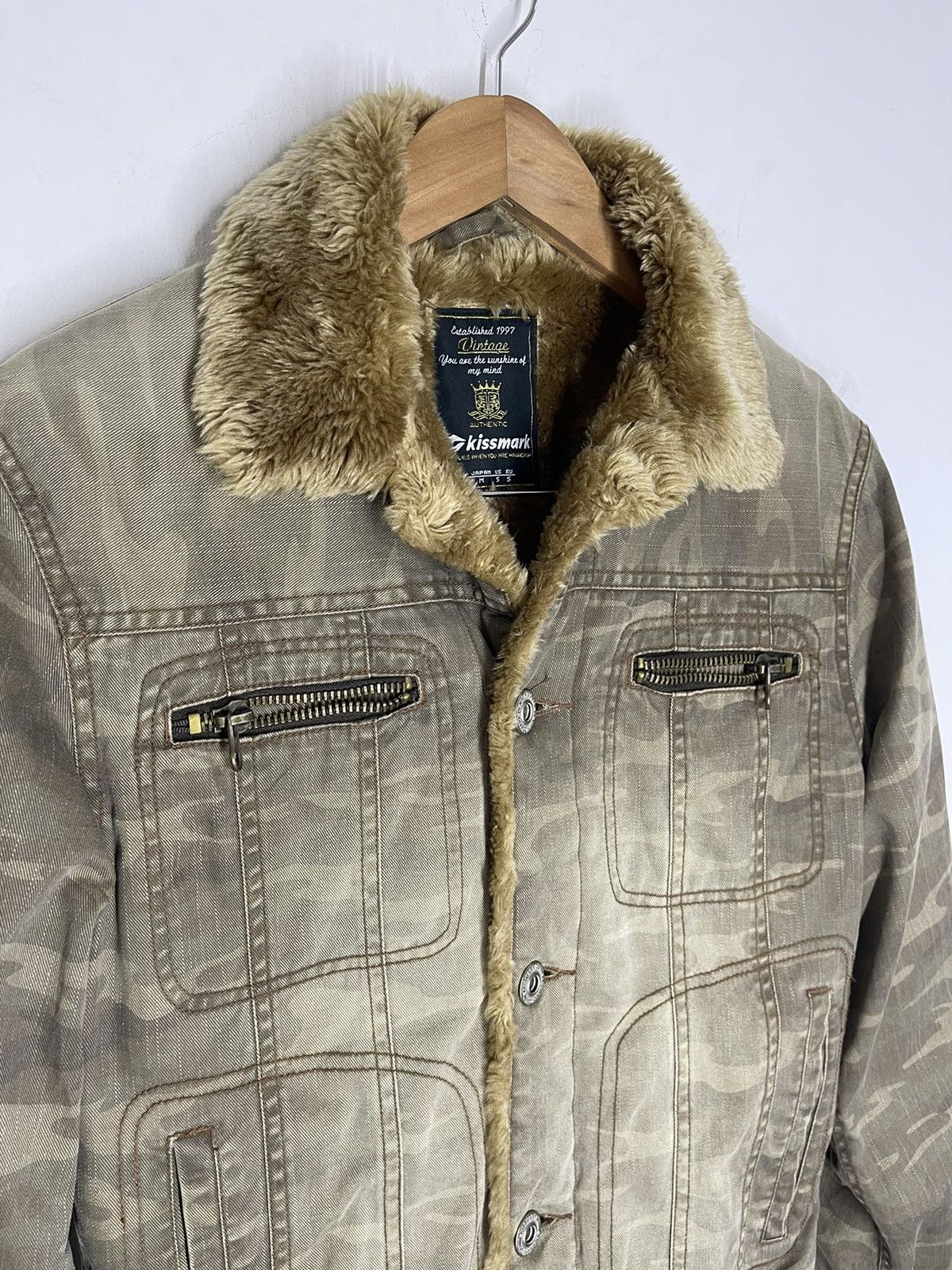 If Six Was Nine VINTAGE SUN FADED CAMOUFLAGED SHEARLING BONDAGE JACKET Size US M / EU 48-50 / 2 - 2 Thumbnail