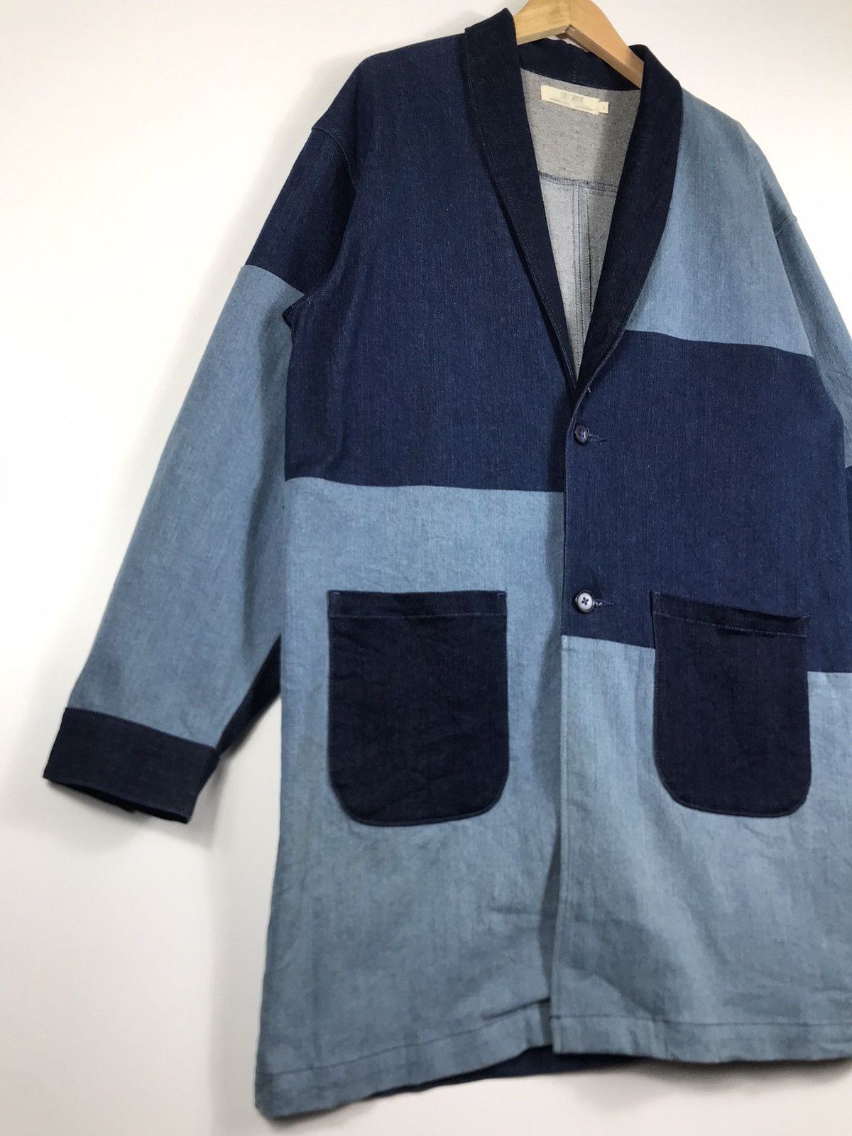 Japanese Brand 🔥 Timely Warning Blue Japan Denim Button Long Coat Jacket Size US L / EU 52-54 / 3 - 2 Thumbnail