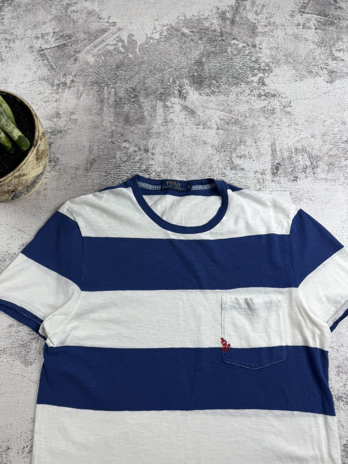 Polo Ralph Lauren Polo Ralph Lauren Striped White Blue Cotton Basic Jersey T Shirt Tee Shirt Size US S / EU 44-46 / 1 - 5 Thumbnail