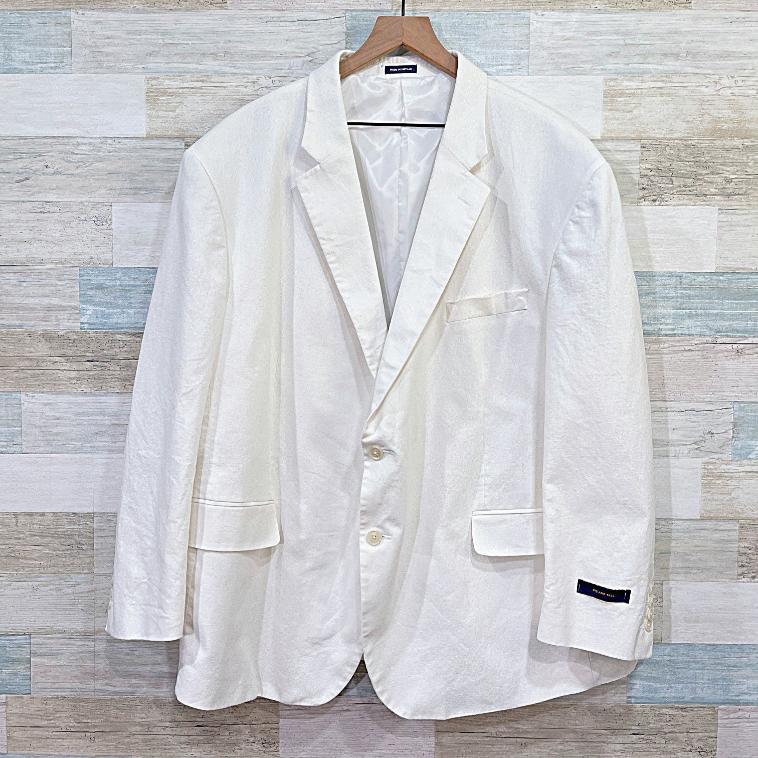 Stafford Stafford Travel Linen Cotton Summer Coat White Big & Tall 54 Size 54R - 1 Thumbnail