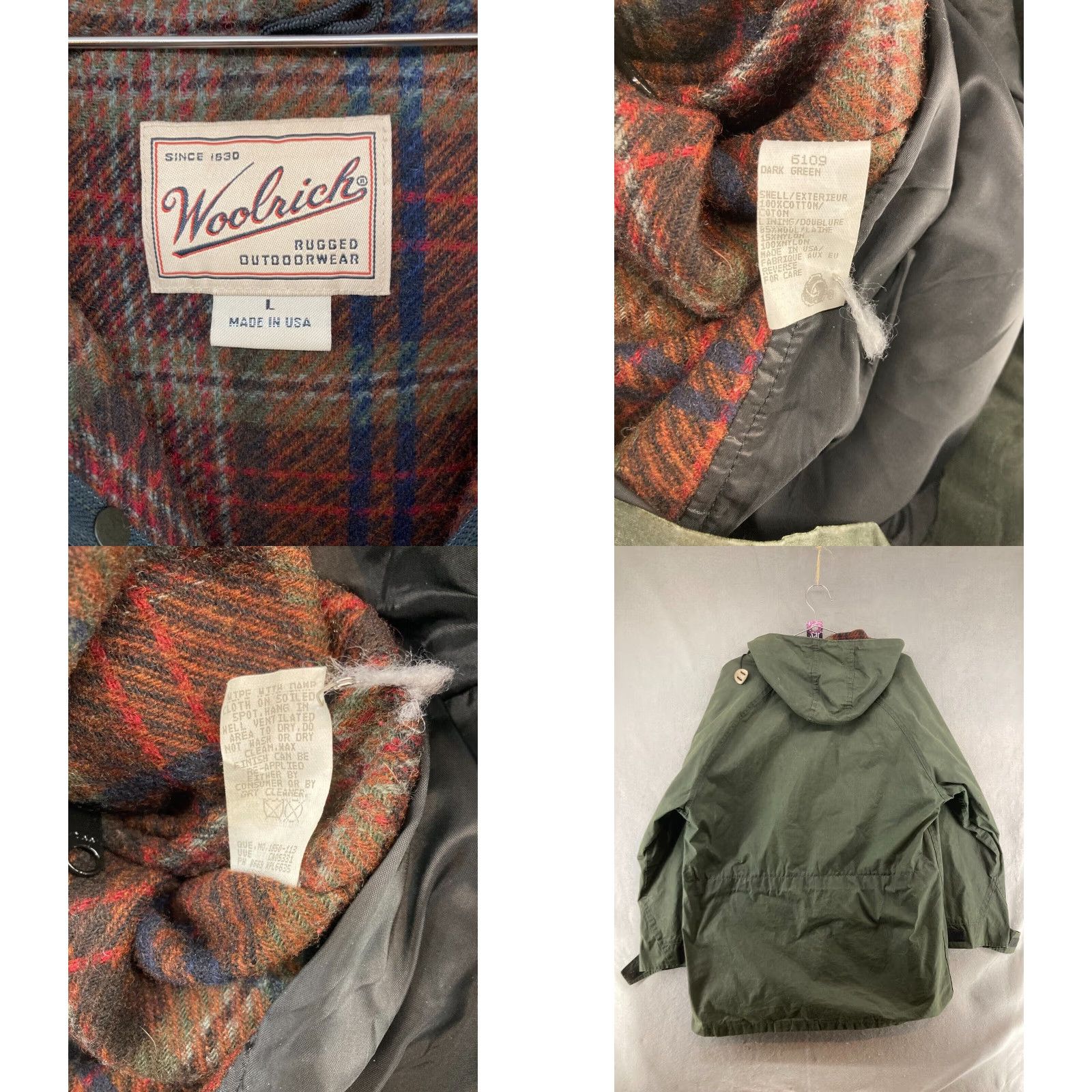 Vintage Woolrich Parka Mens Large Beige Flannel Lined Jacket Coat USA Adult Men VINTAGE Size US L / EU 52-54 / 3 - 8 Thumbnail