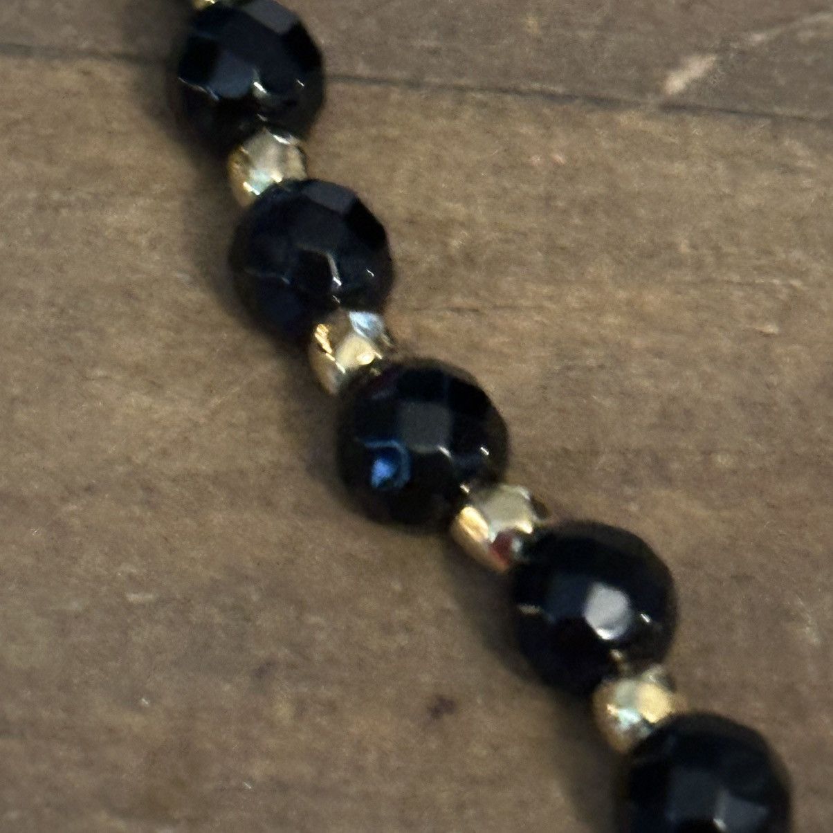 Other Black and gold glass bead adjustable pull cord necklace Size ONE SIZE - 3 Thumbnail