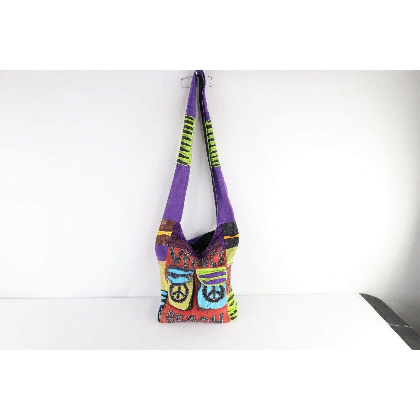 Vintage Vintage 90s Acid Wash Rainbow Peace Sign Venice Bag Size ONE SIZE - 1 Thumbnail