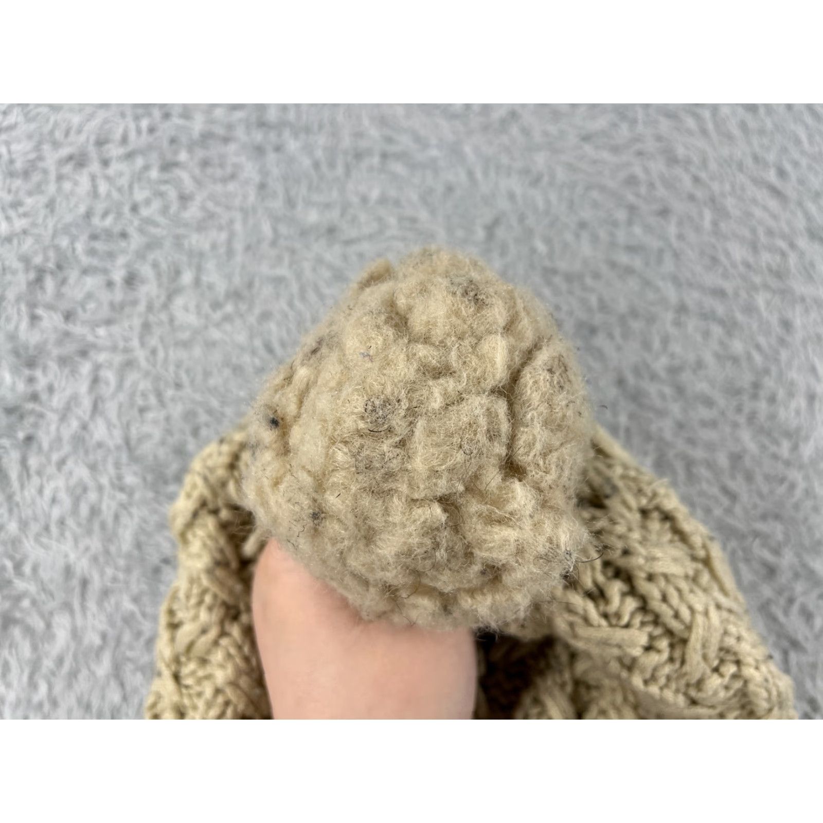 Vintage Page One Beanie Toque Hat Womens One Size Beige 100% Acrylic Lined Knit Ski Pom Size ONE SIZE - 4 Thumbnail
