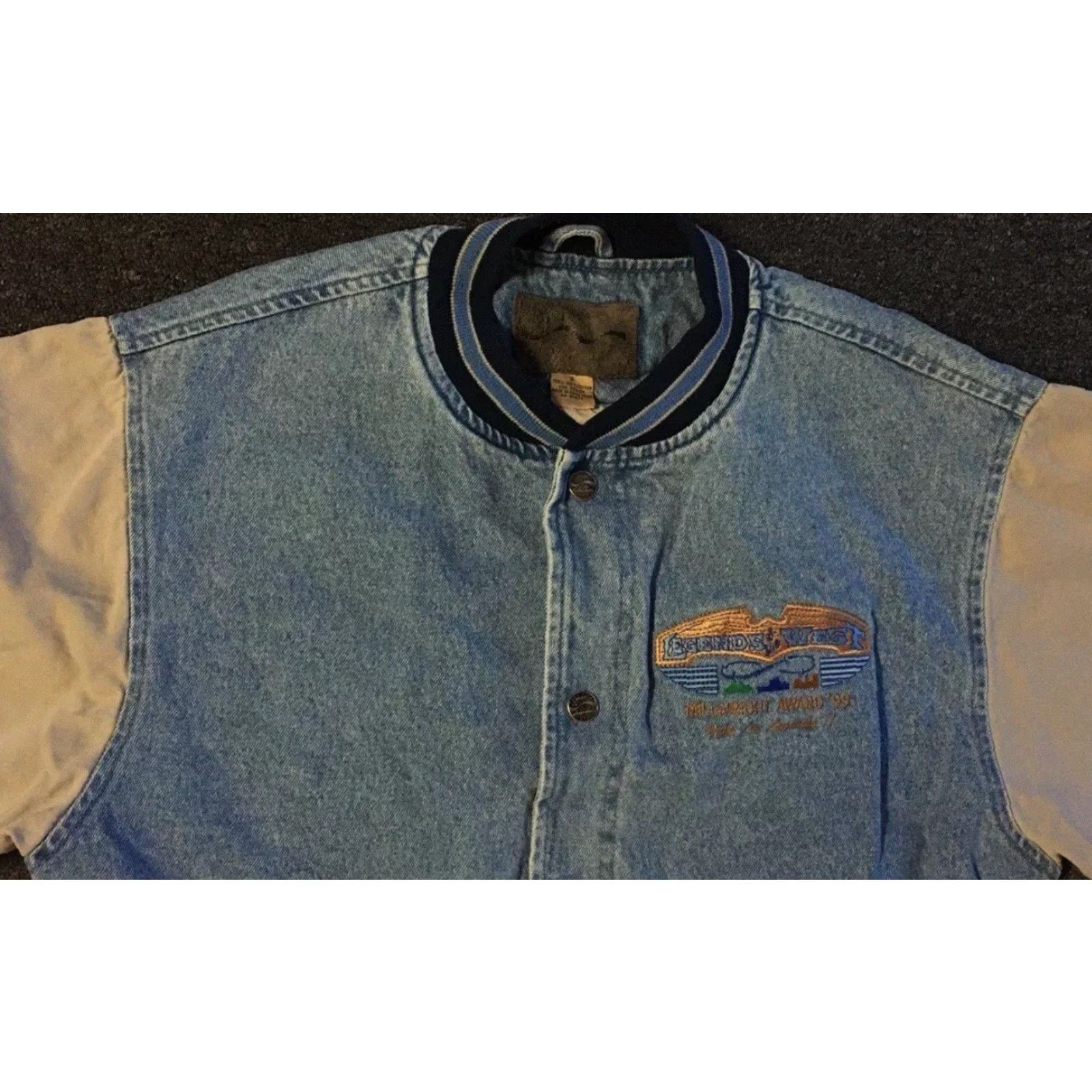 Vintage Vtg 90s Legends Of The West Faded Denim Bomber Jacket S Mens Blue Denim Trucker Grunge 80s Vintage Style Jacket Size US S / EU 44-46 / 1 - 7 Thumbnail