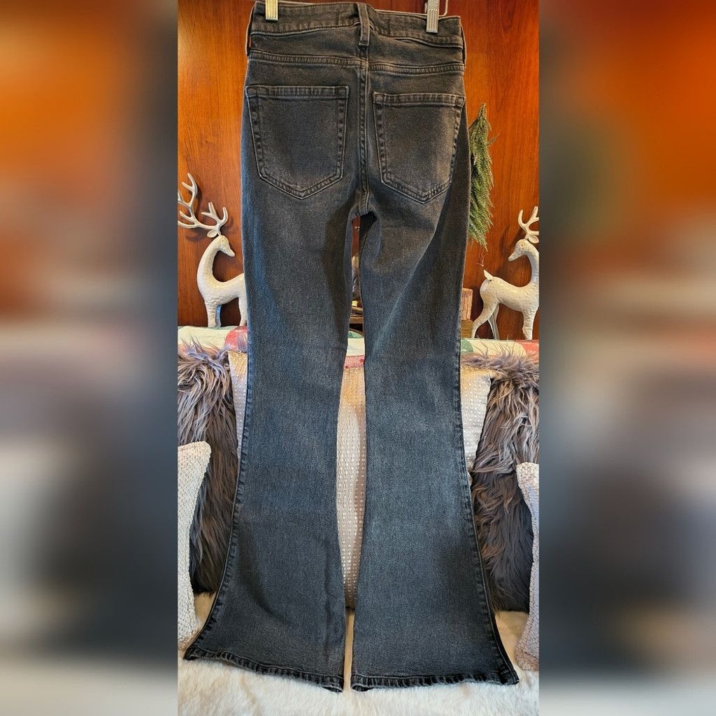 Hollister Hollister Dark Wash Black/Gray Flare Jeans NWT Size 23" - 2 Thumbnail