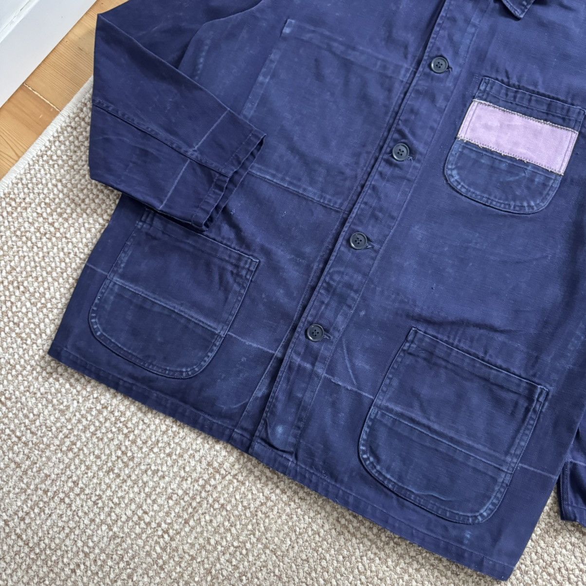 French vintage herringbone faded works chore jacket
