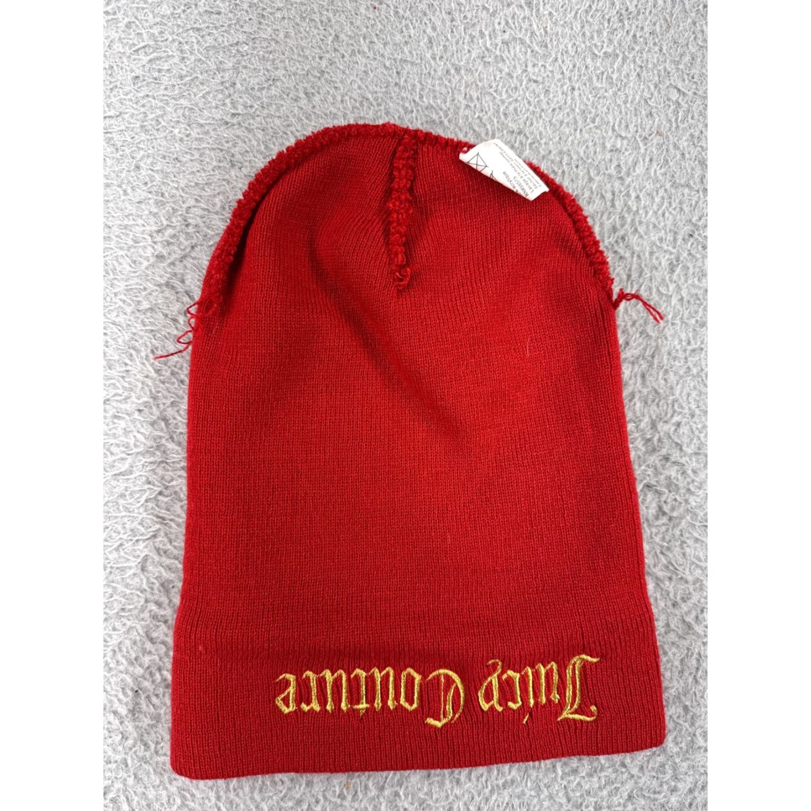Juicy Couture Juicy Couture Beanie Hat Womens One Size Red Acrylic Knit Logo Beanie Womens 100% Acrylic Fall Winter 90s Designer Theme American Size ONE SIZE - 3 Thumbnail