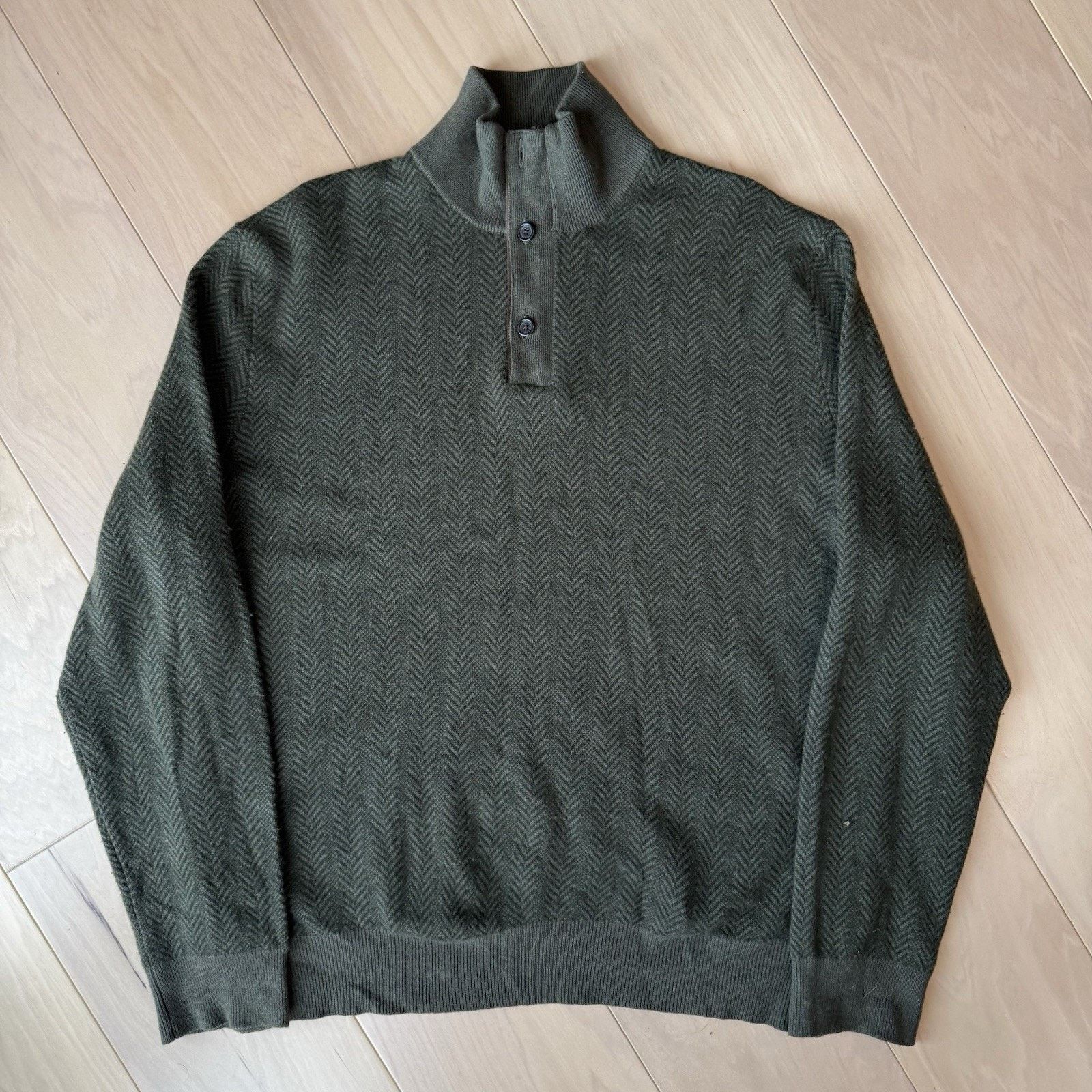 Polo Ralph Lauren Polo Ralph Lauren 1/4 Zip Sweater XL Green Wool Herringbone Size US XL / EU 56 / 4 - 2 Thumbnail