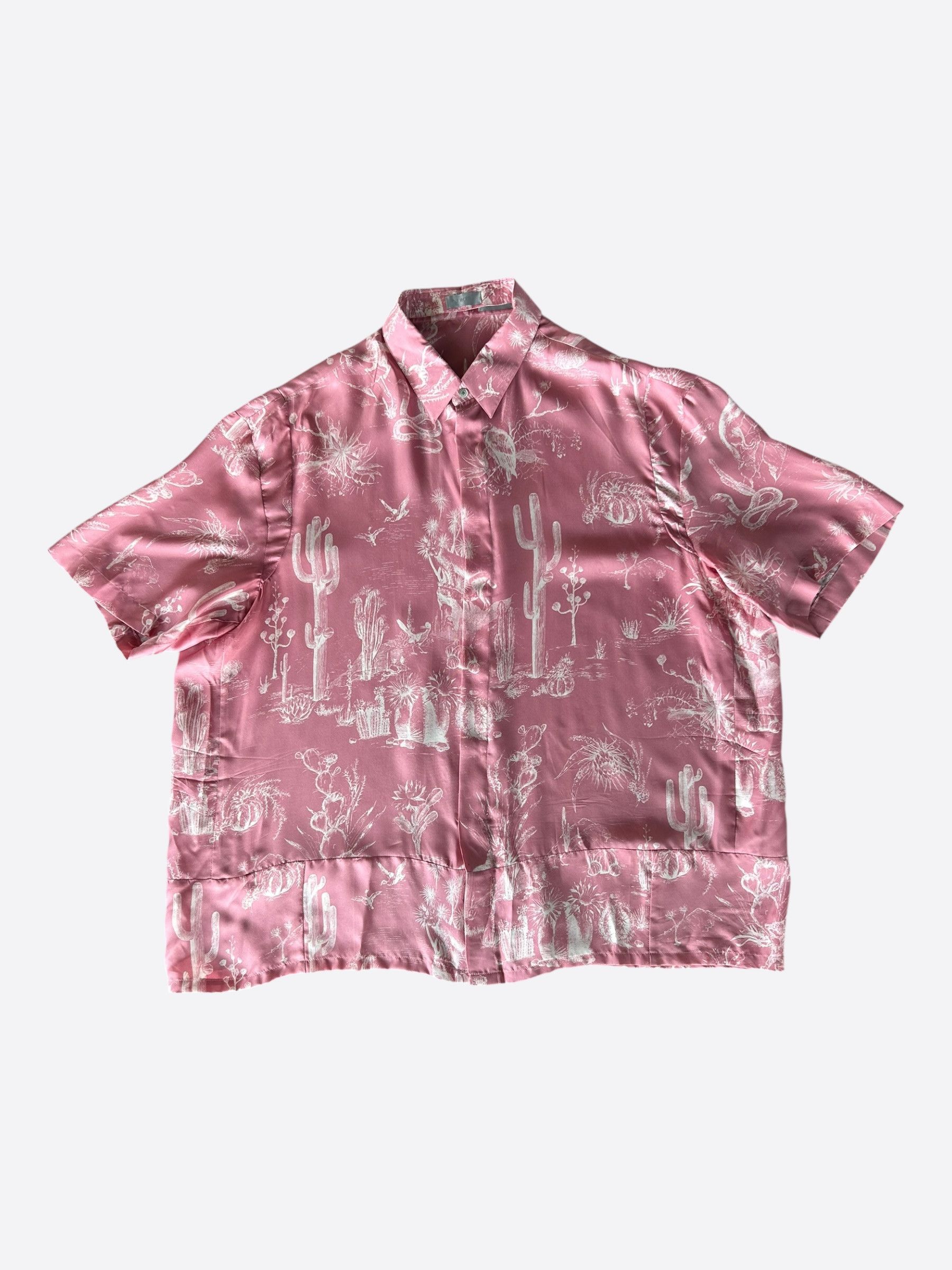 Dior Dior Cactus Jack Pink & White Desert Graphic Button Up Shirt Size US XXL / EU 58 / 5 - 1 Thumbnail