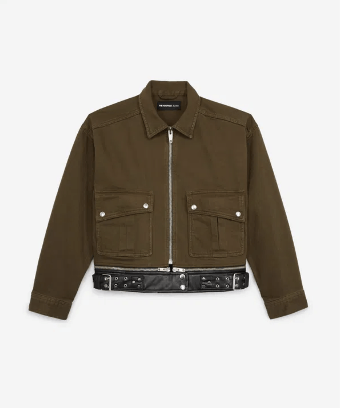 The Kooples The Kooples Green Denim Jacket with Detachable Leather Belt Size S / US 4 / IT 40 - 1 Thumbnail