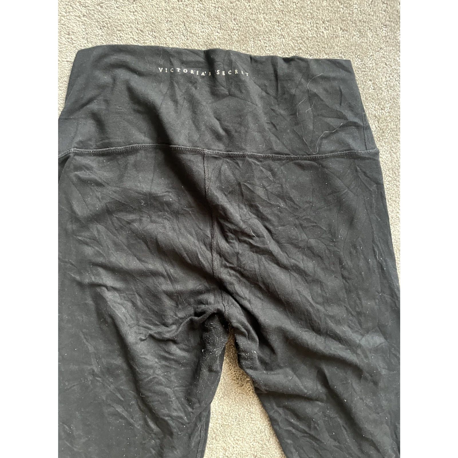 Victoria's Secret Victoria’s Secret Leggings Women Black 14 Activewear Ankle Elastic Waist Logo Victoria’s Secret Womens 14 Black Leggings Size 36" / US 14 / IT 50 - 2 Thumbnail