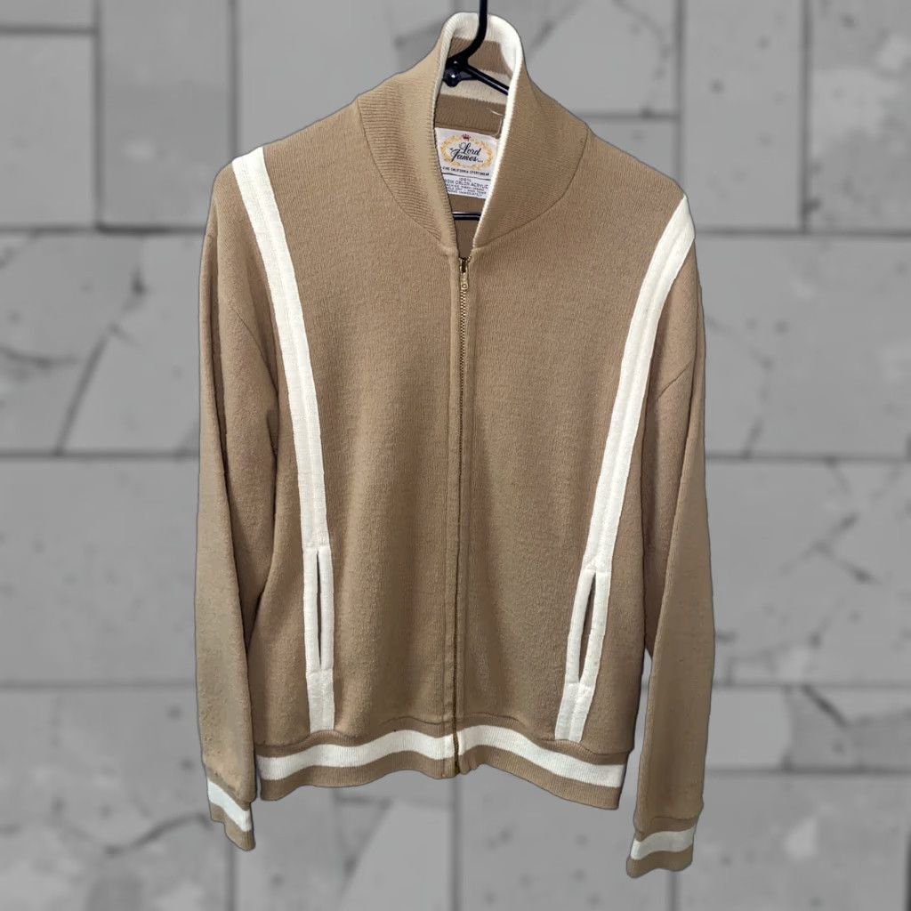Vintage LORD JAMES Jacket Mens Beige Full Zip XL Acrylic Casual Size US XL / EU 56 / 4 - 1 Thumbnail