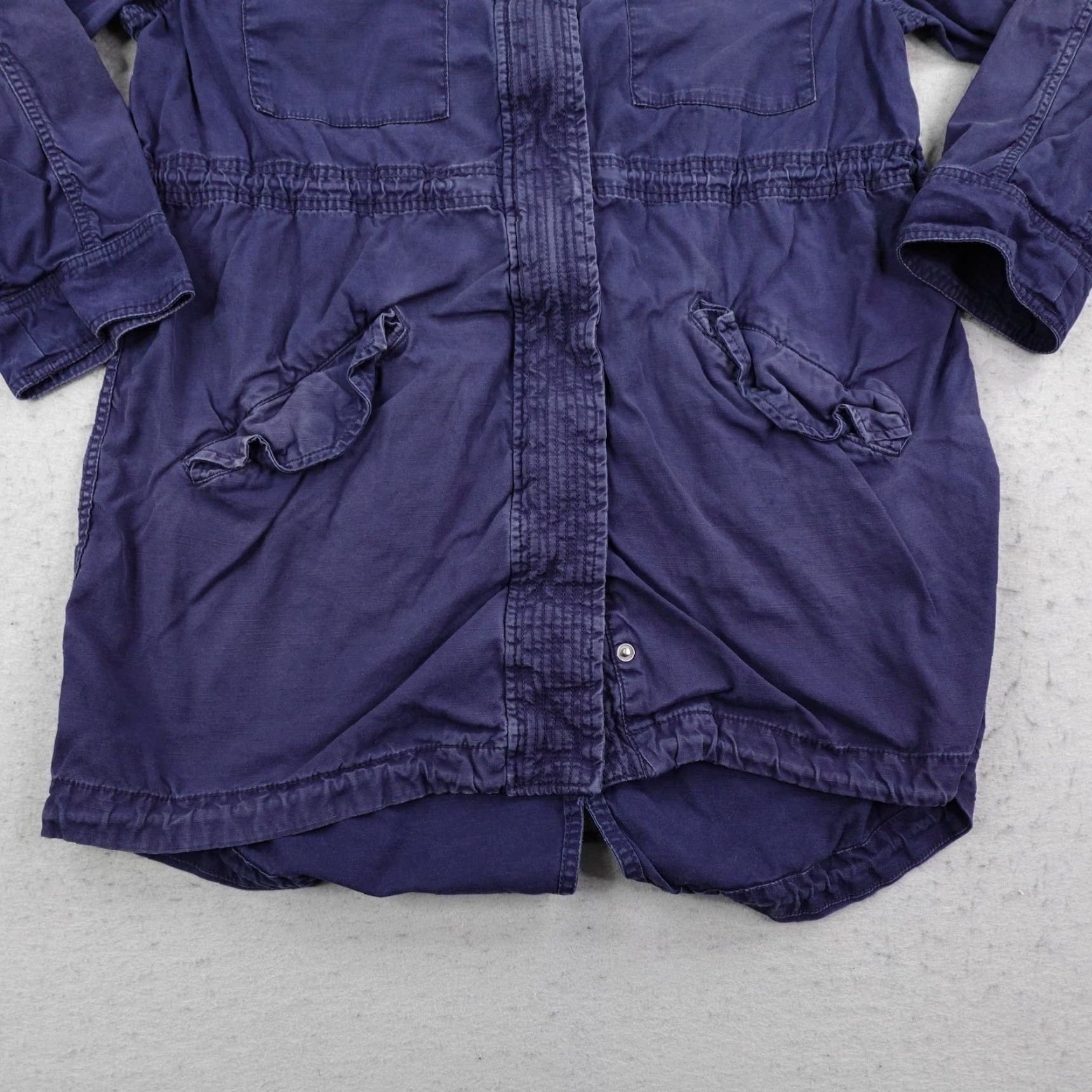 Gap GAP Jacket Women Large Long Navy Blue Utility Field Coat Parka Fishtail Zip Snap Size L / US 10 / IT 46 - 3 Thumbnail