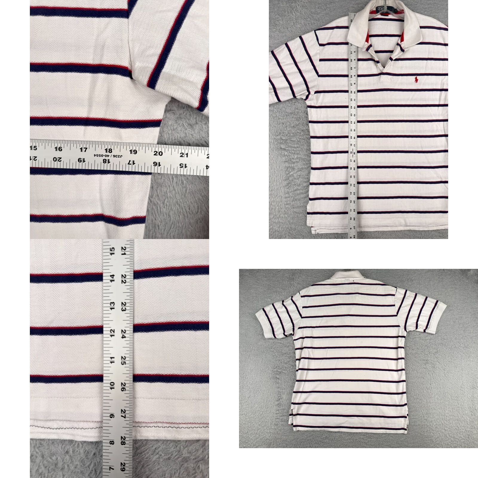 Ralph Lauren VINTAGE Ralph Lauren Polo Shirt Men Large White Black Herringbone 100% Cotton Short Sleeve Logo Embroidered Size US L / EU 52-54 / 3 - 8 Thumbnail