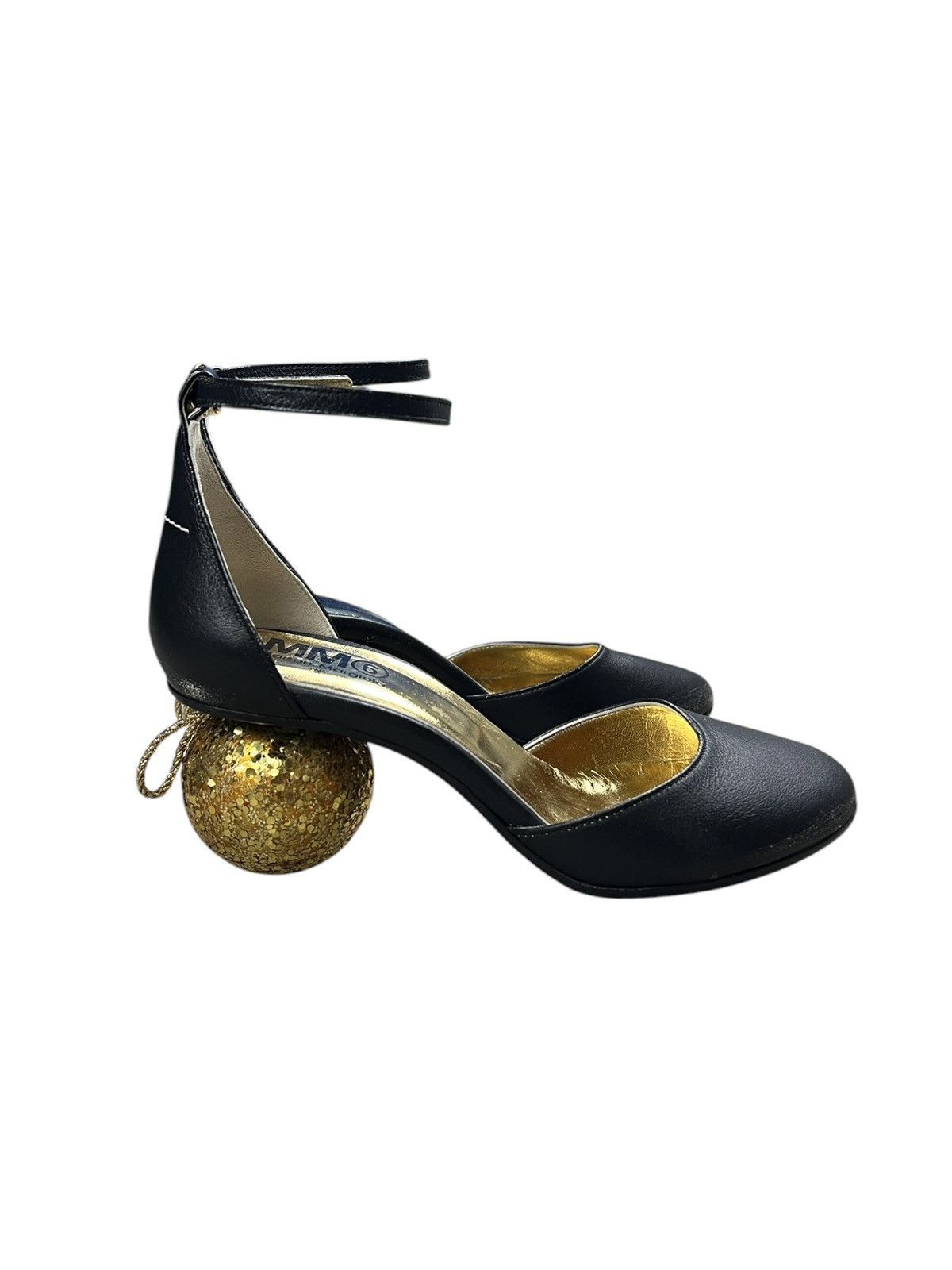 Maison Margiela Maison Margiela MM6 Black Leather Glitter Ball Heels Size US 7 / IT 37 - 3 Thumbnail