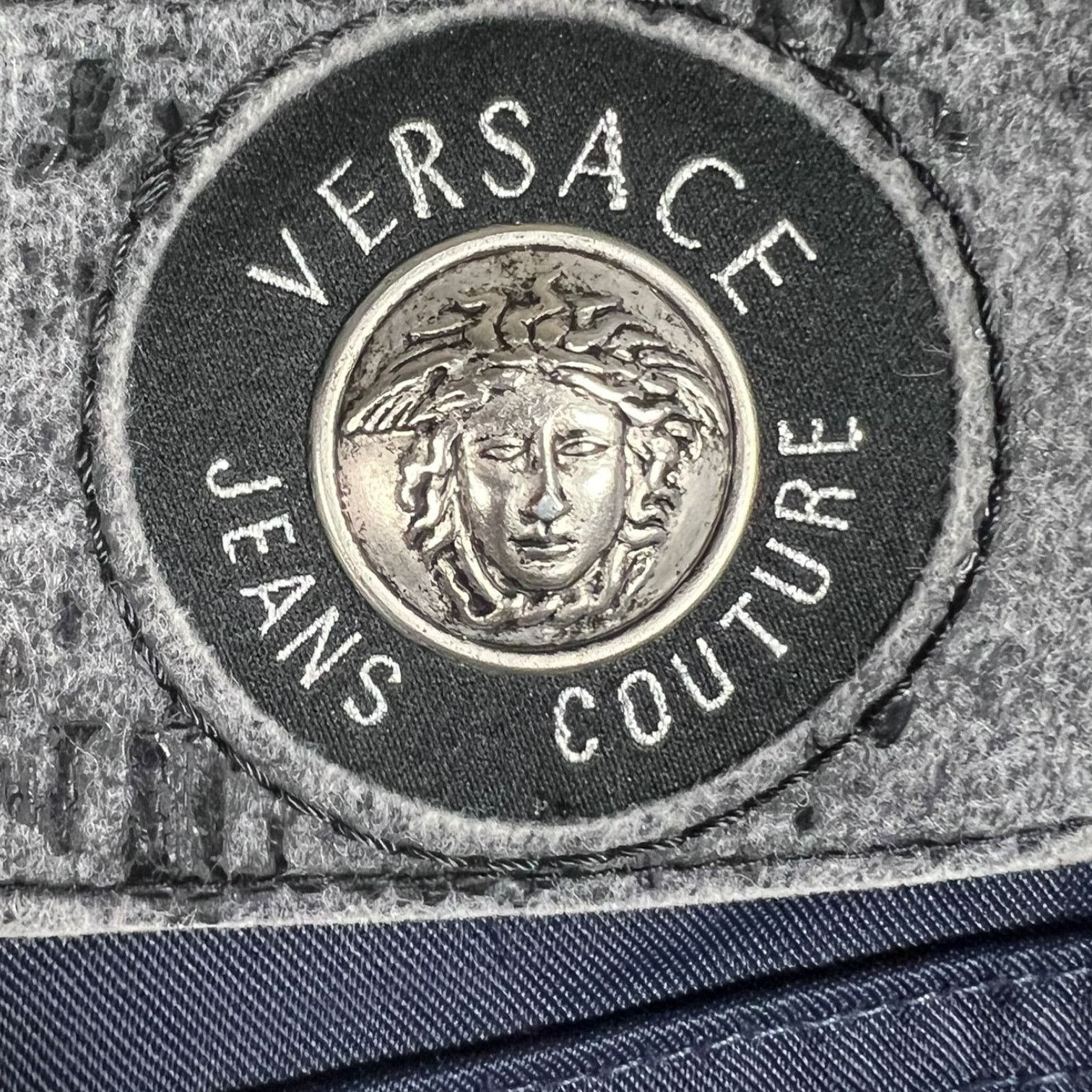 Versace Men's Vintage Y2K Versace Couture Navy Coated Jeans 29W 31L Size US 33 - 11 Thumbnail