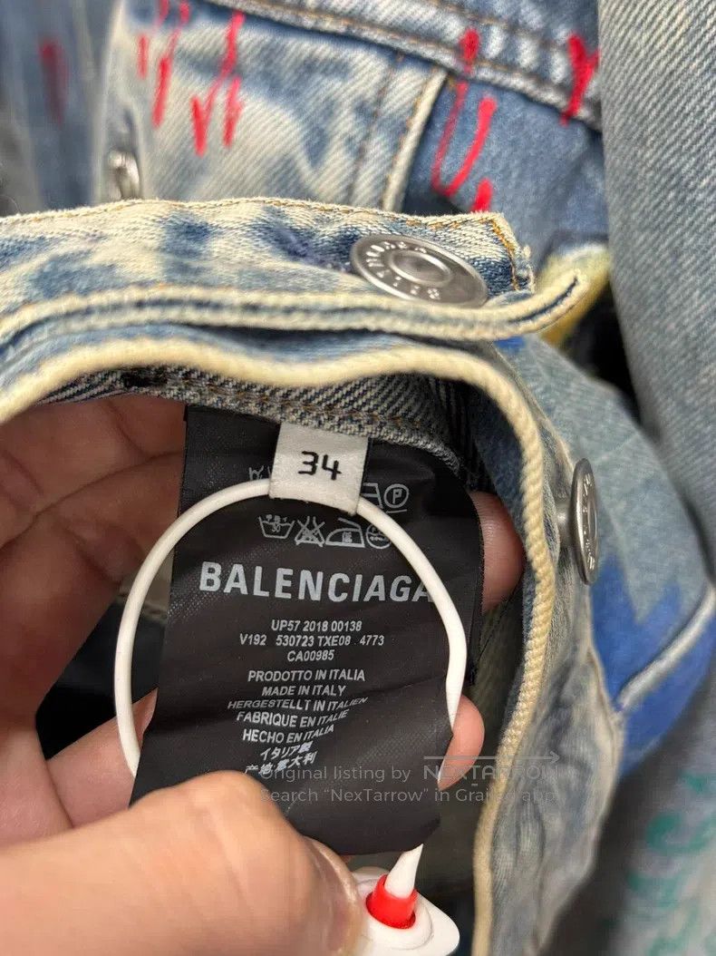 Balenciaga Balenciaga Graffiti Denim Jacket Size XXS / US 00 / IT 34 - 7 Thumbnail
