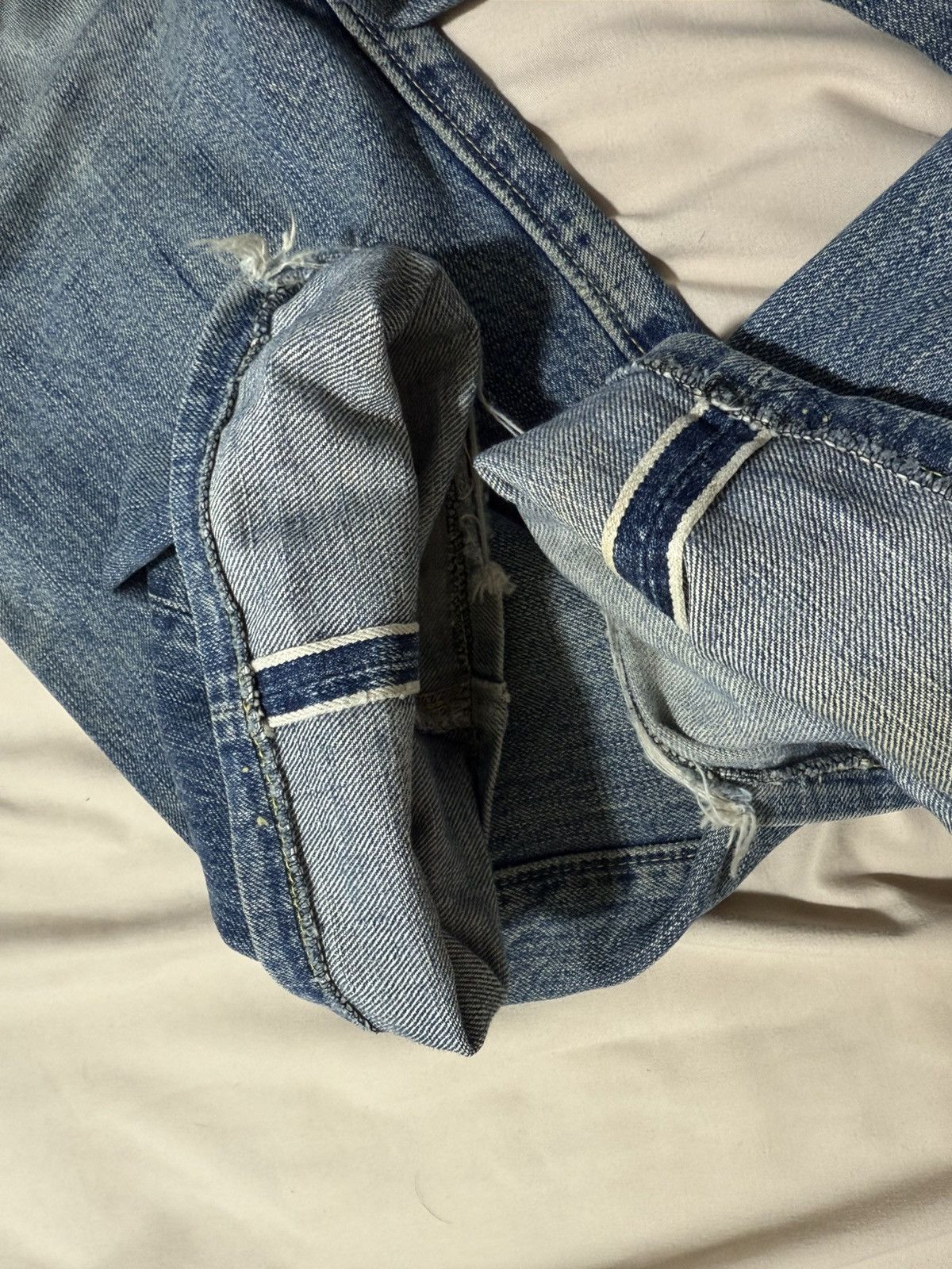 Japanese Brand Heavily Distressed Fullcount Selvedge Denim Size US 33 - 13 Thumbnail