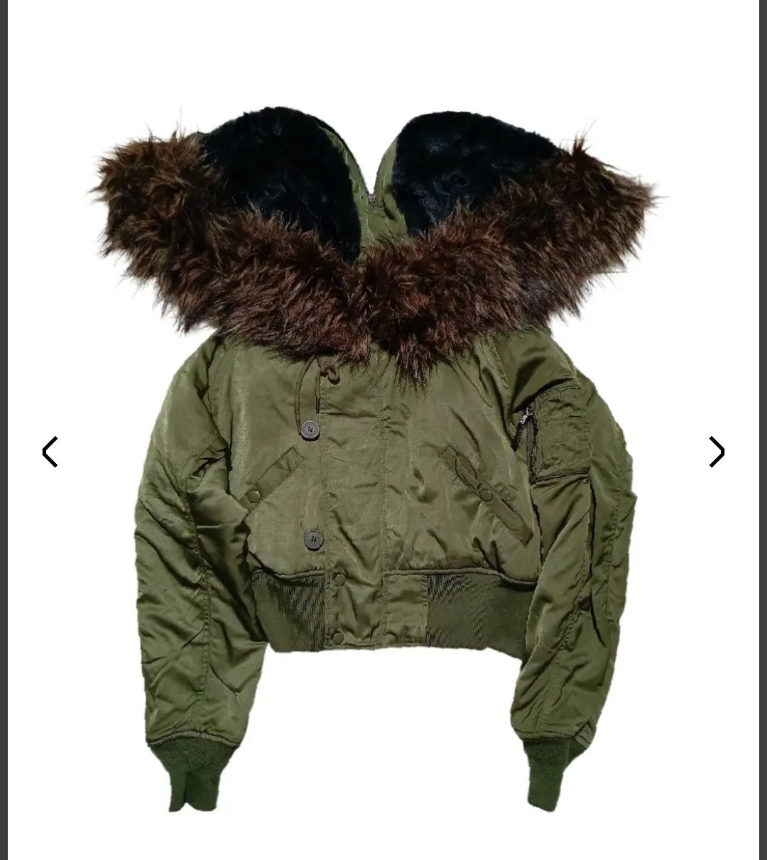 2000's Azul Cropped MA-1 Faux Fur Bomber Jacket