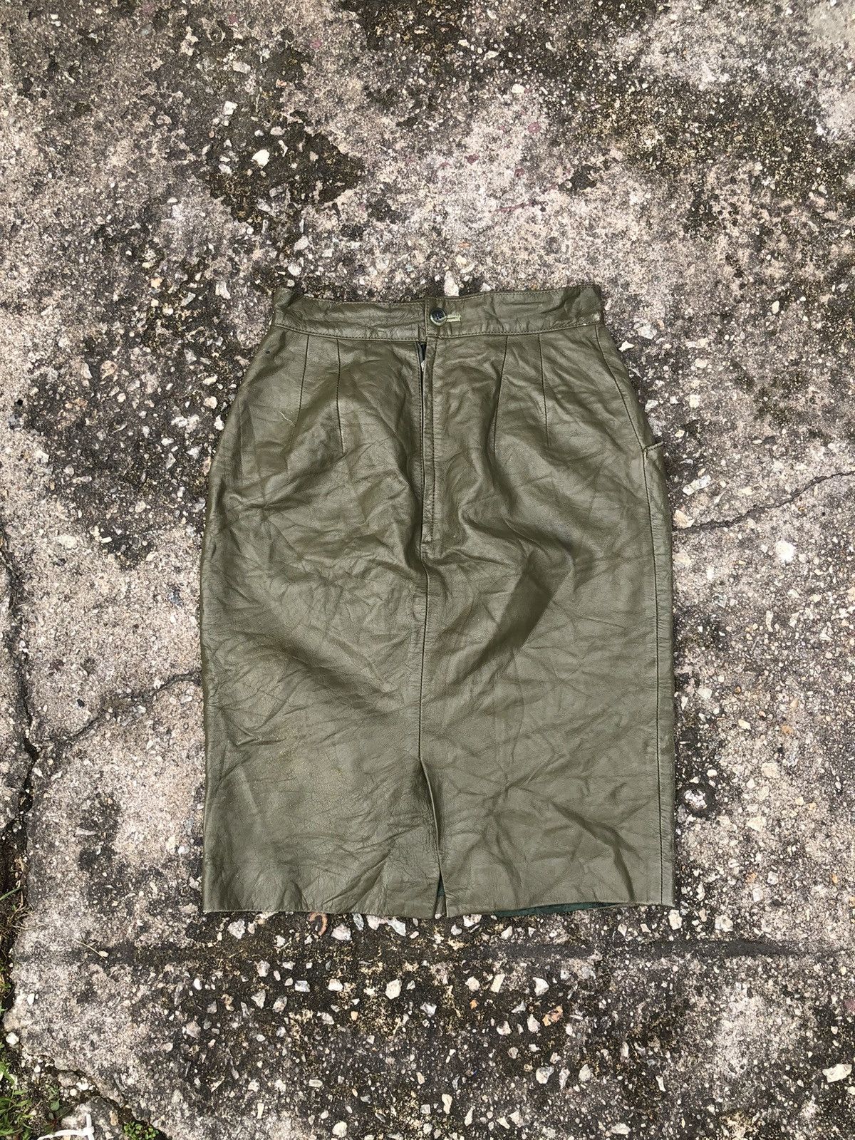 Japanese Brand × Vintage Vintage Maelstrom Leather Army Style Skirt Size 25" / US 0 / IT 36 - 2 Thumbnail