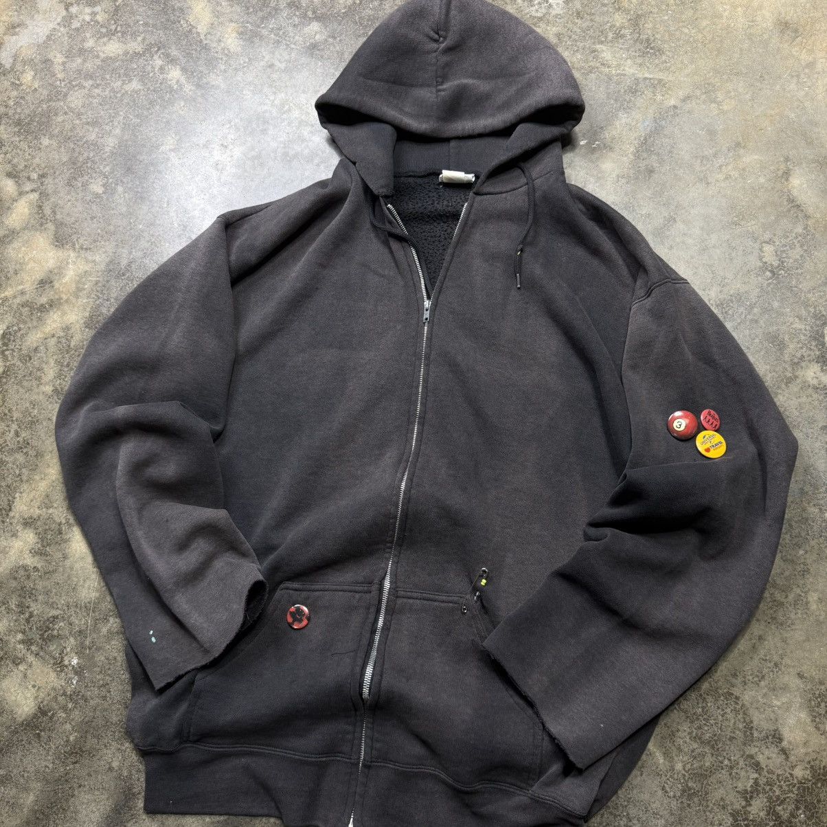 Vintage vintage faded black zip up baggy thrashed hoodie Size US XXL / EU 58 / 5 - 3 Thumbnail