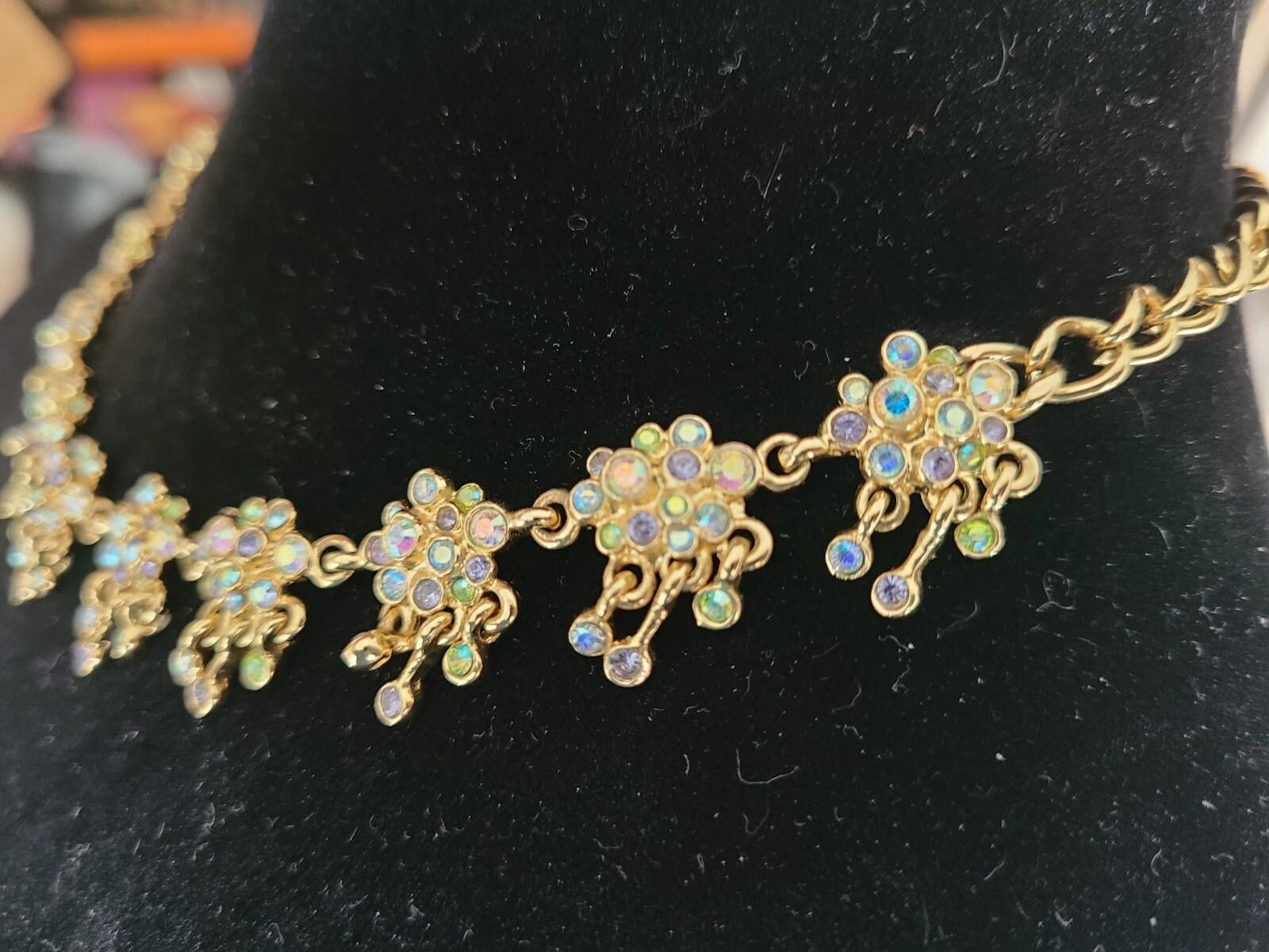 Swarovski Rare Saint John 17" Gold Floral Necklace Swarovski Crystals Size ONE SIZE - 2 Thumbnail